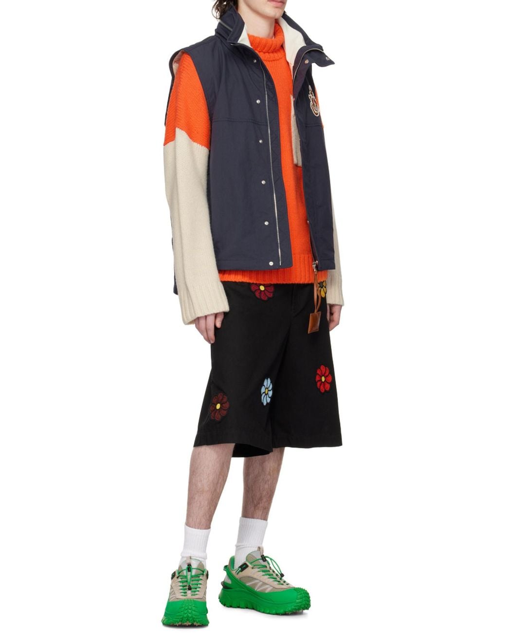 Moncler Black X Jw Anderson Floral Detailed Shorts for men