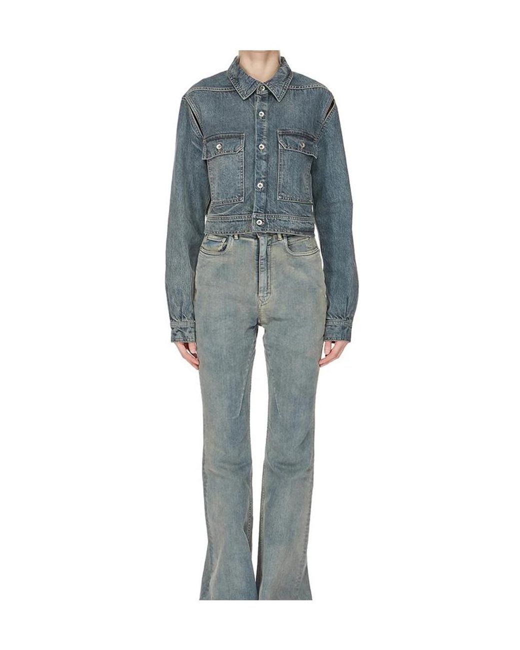 Rick Owens Blue Button-Up Cropped Denim Jacket