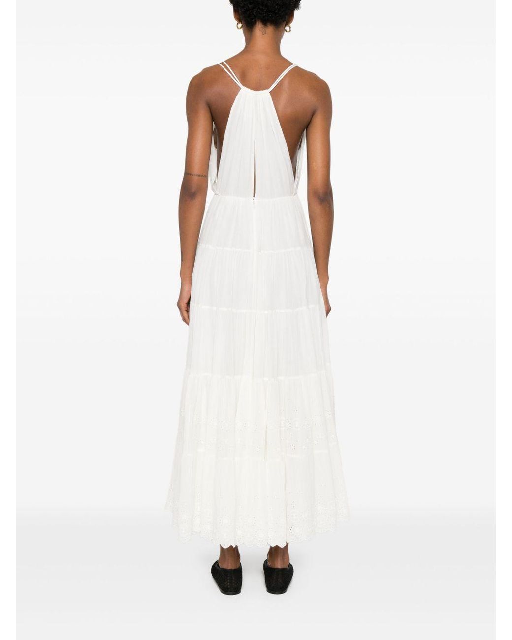 Céline White Embroidered Long Dress