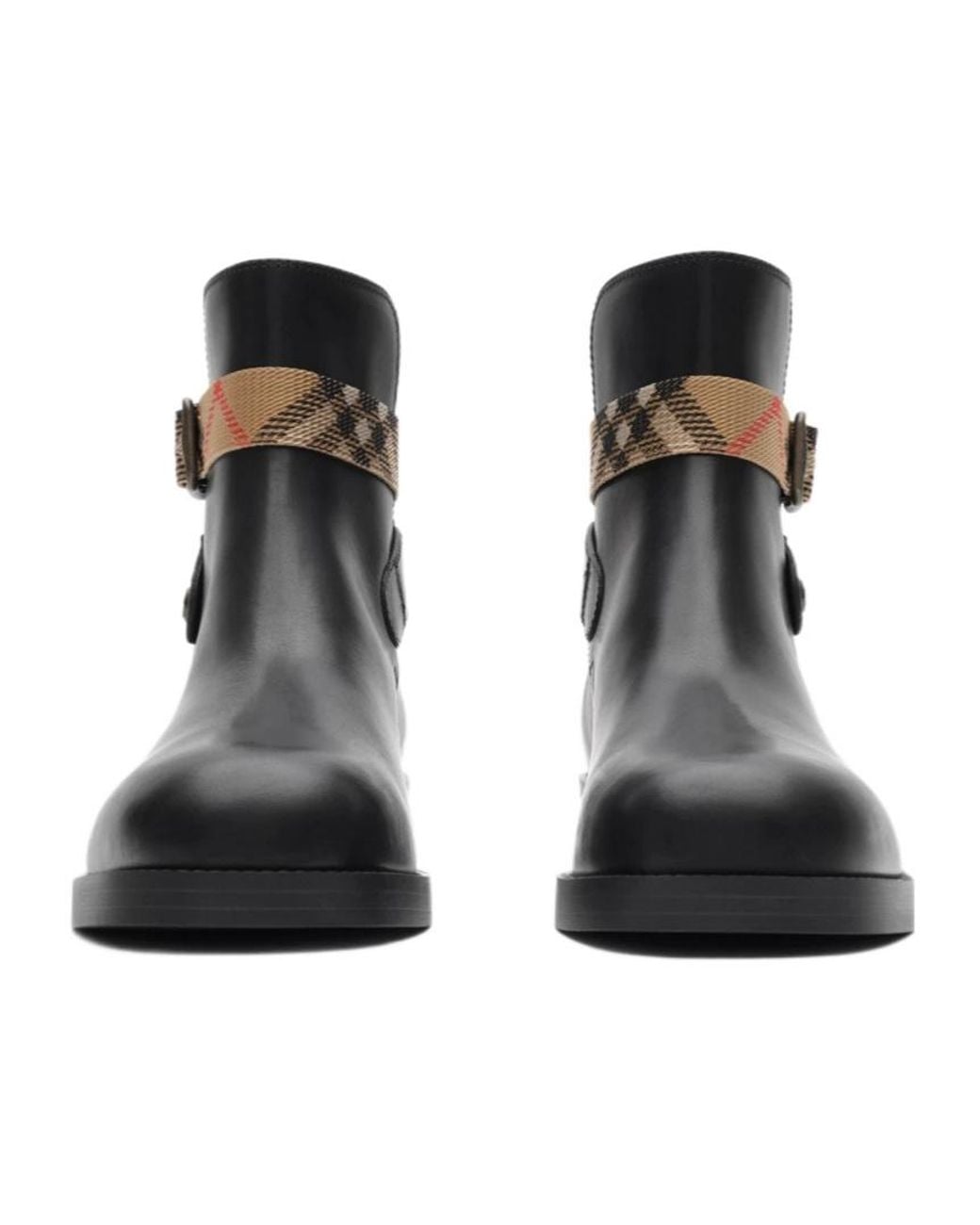 Burberry Black Huntley Check-Strap Ankle Boots