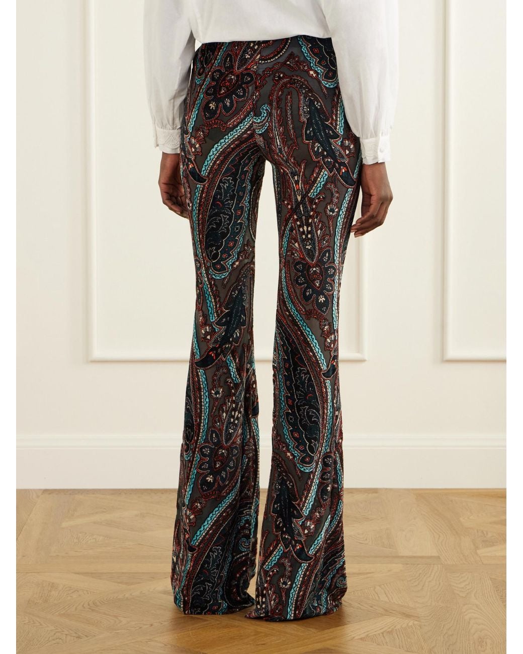 Etro Black Pattern Embellished Mesh Trousers
