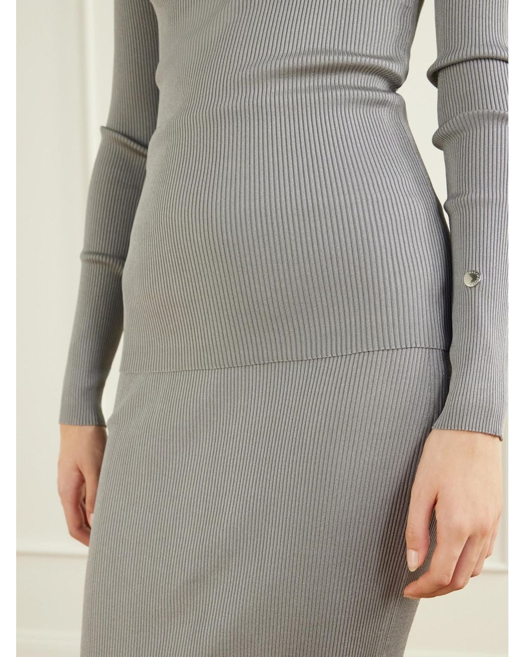 Stella McCartney Gray Ribbed Turtleneck Sweater