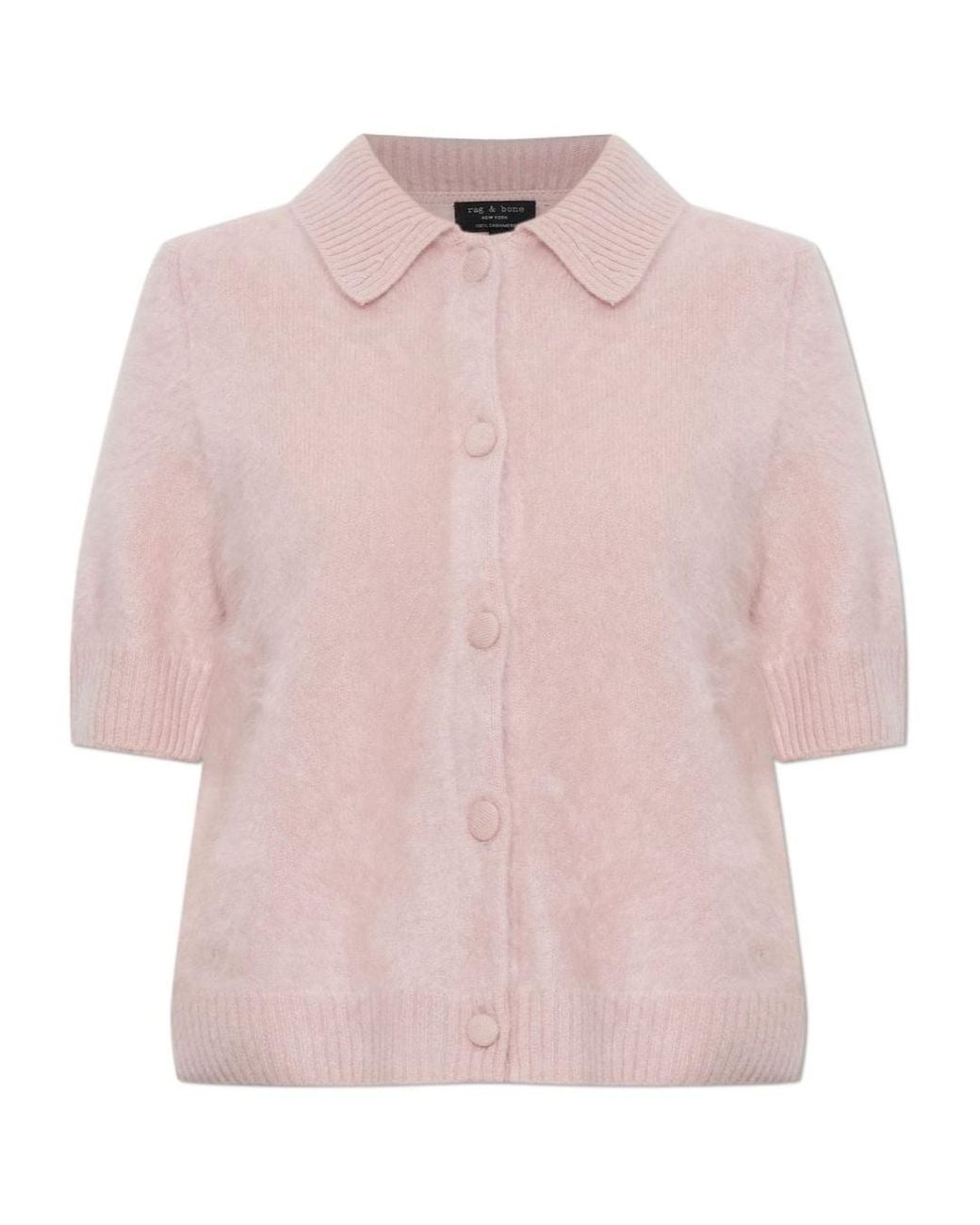 Rag & Bone Pink Short-Sleeve Knit Cardigan