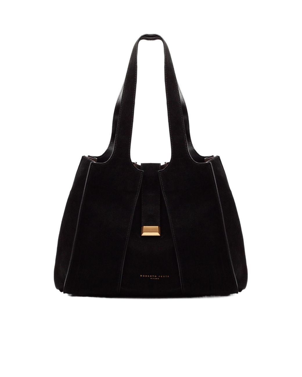 Roberto Festa Black Eloise Ribbed Tote Bag