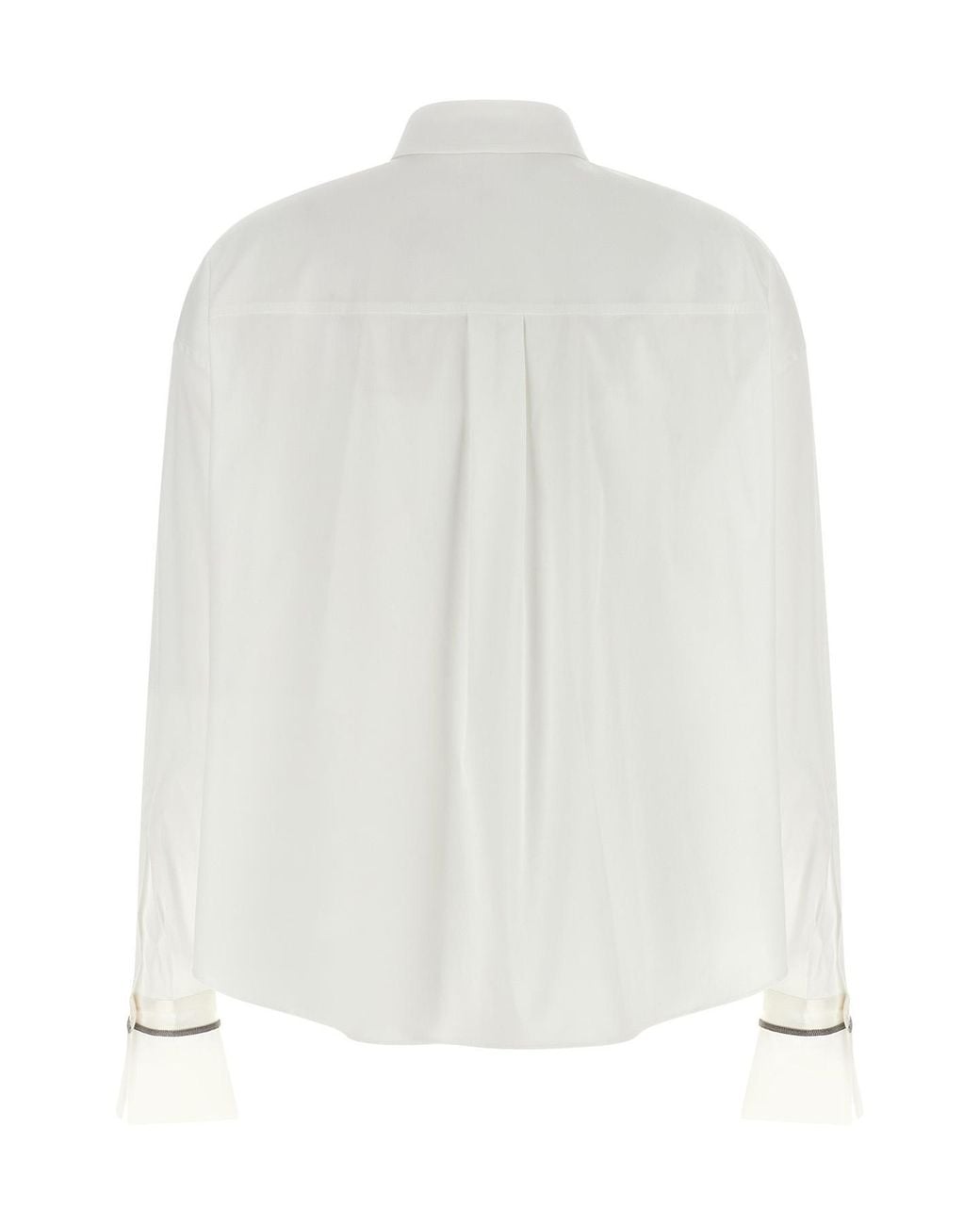 Brunello Cucinelli White Shiny Cuffs Boxy Shirt