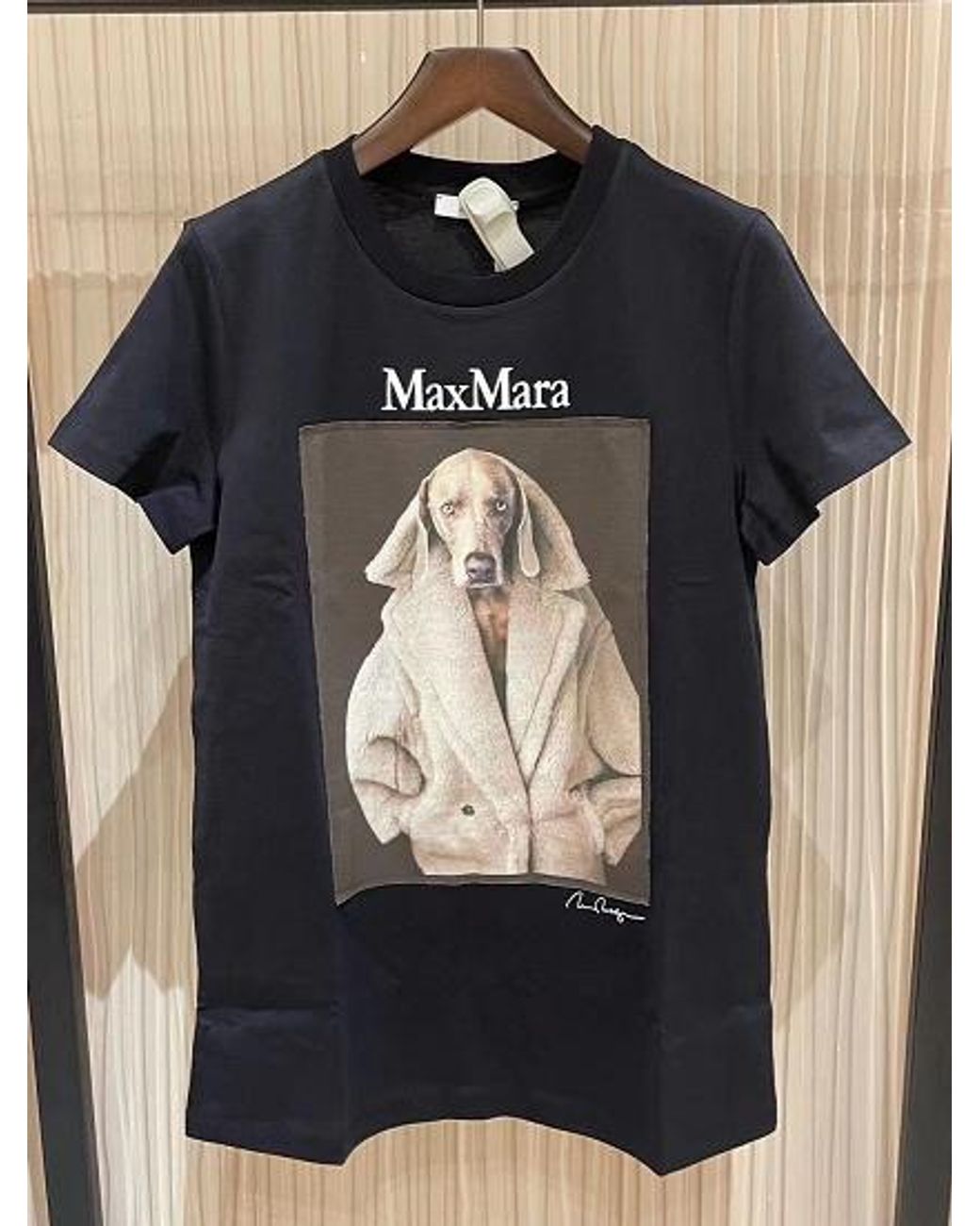 Max Mara Black Graphic Printed Crewneck T-Shirt