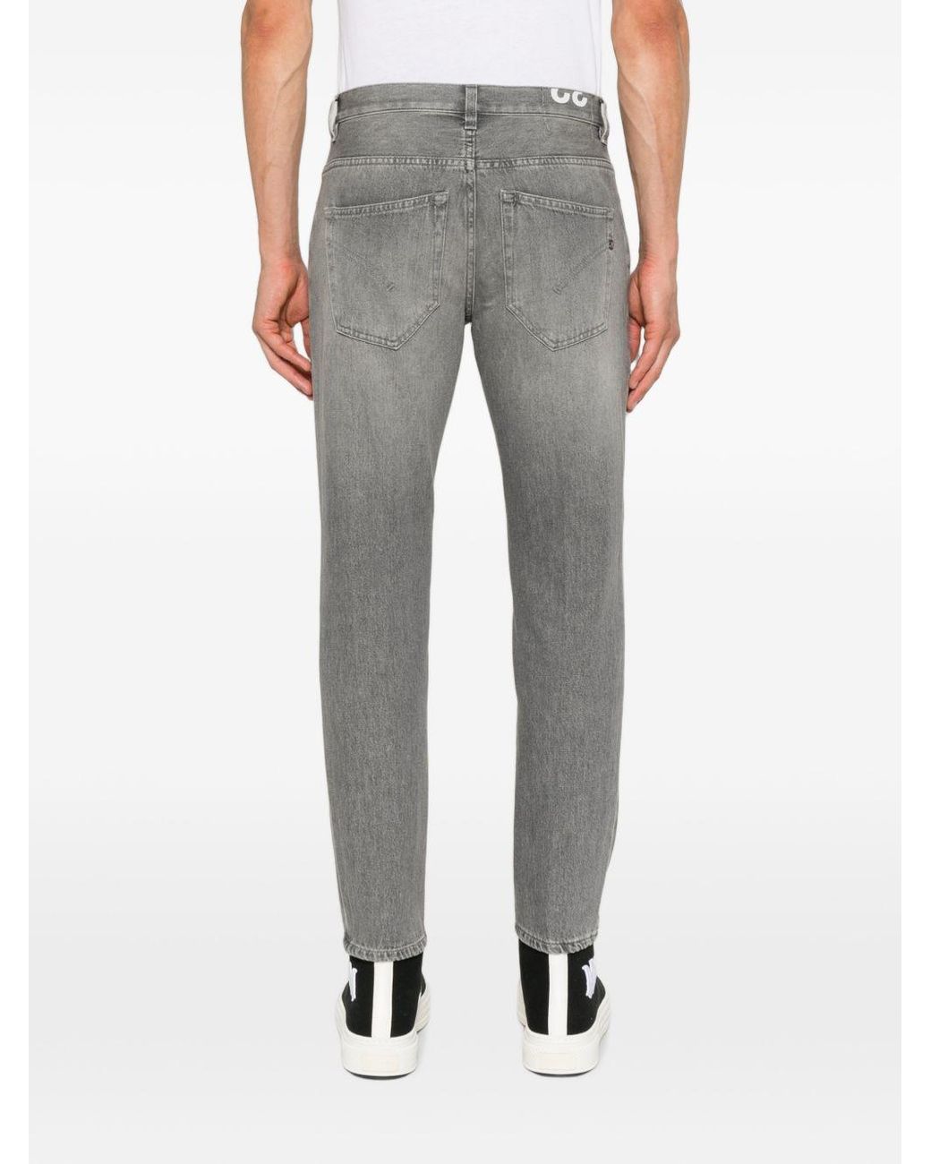 Dondup Gray Faded Tapered Jeans for men