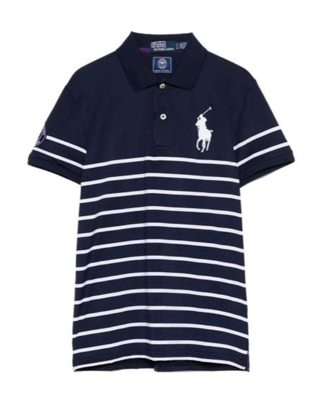 Polo Ralph Lauren Blue Polo Pony Embroidered Striped Polo Shirt