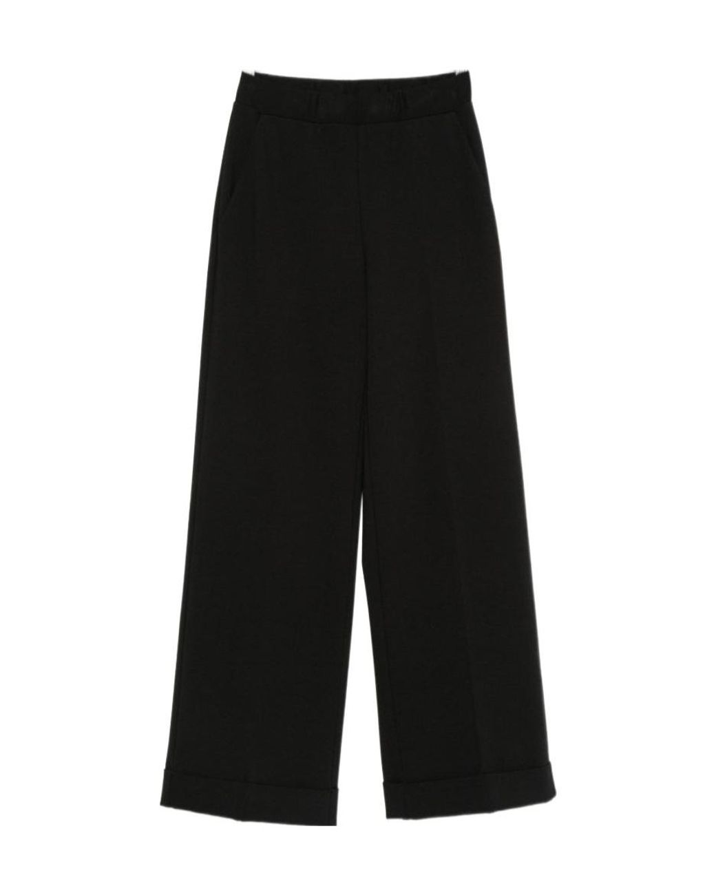 Semicouture Black Wide-Leg Casual Trousers