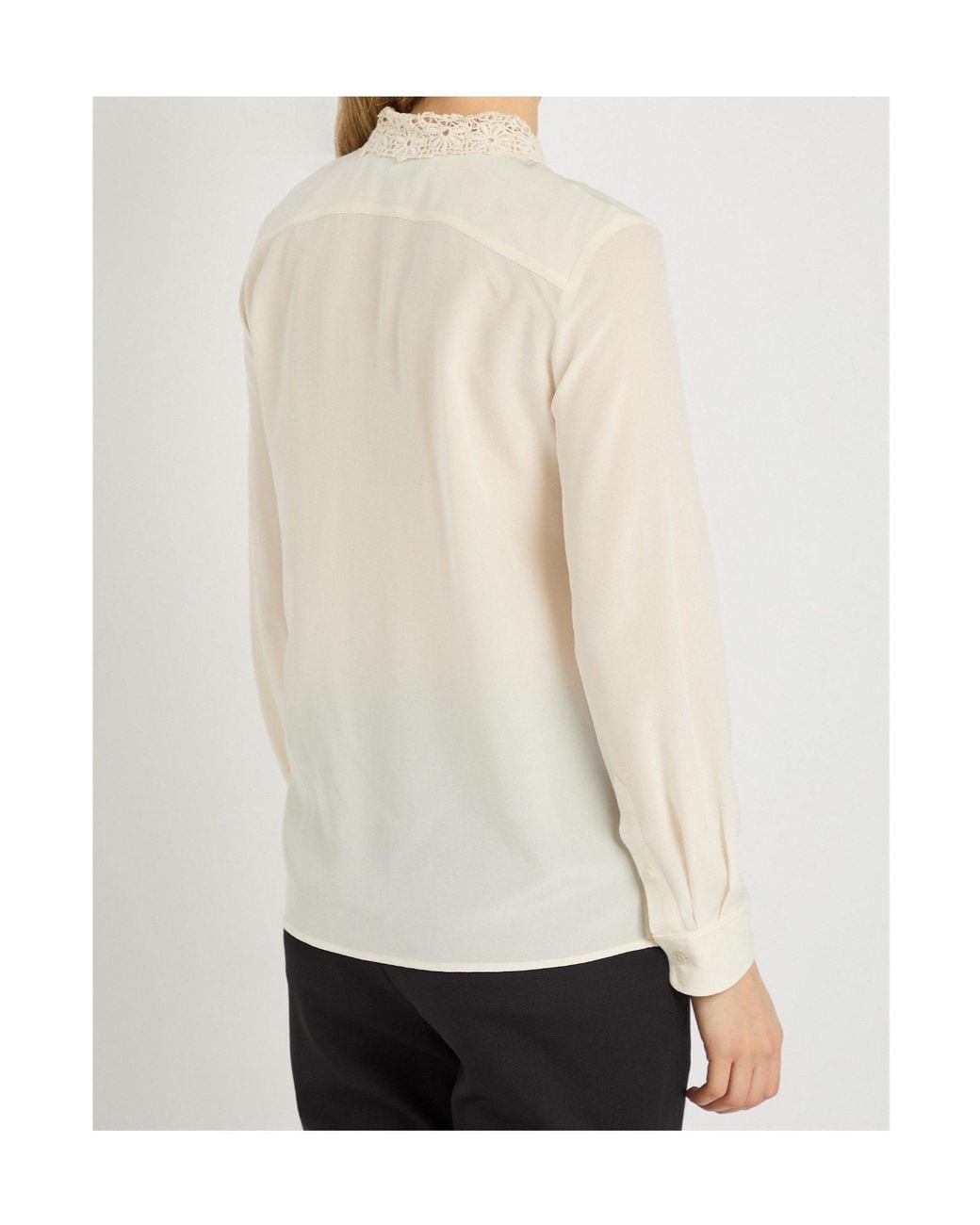 Nili Lotan White Zola Long-Sleeve Lace Shirt