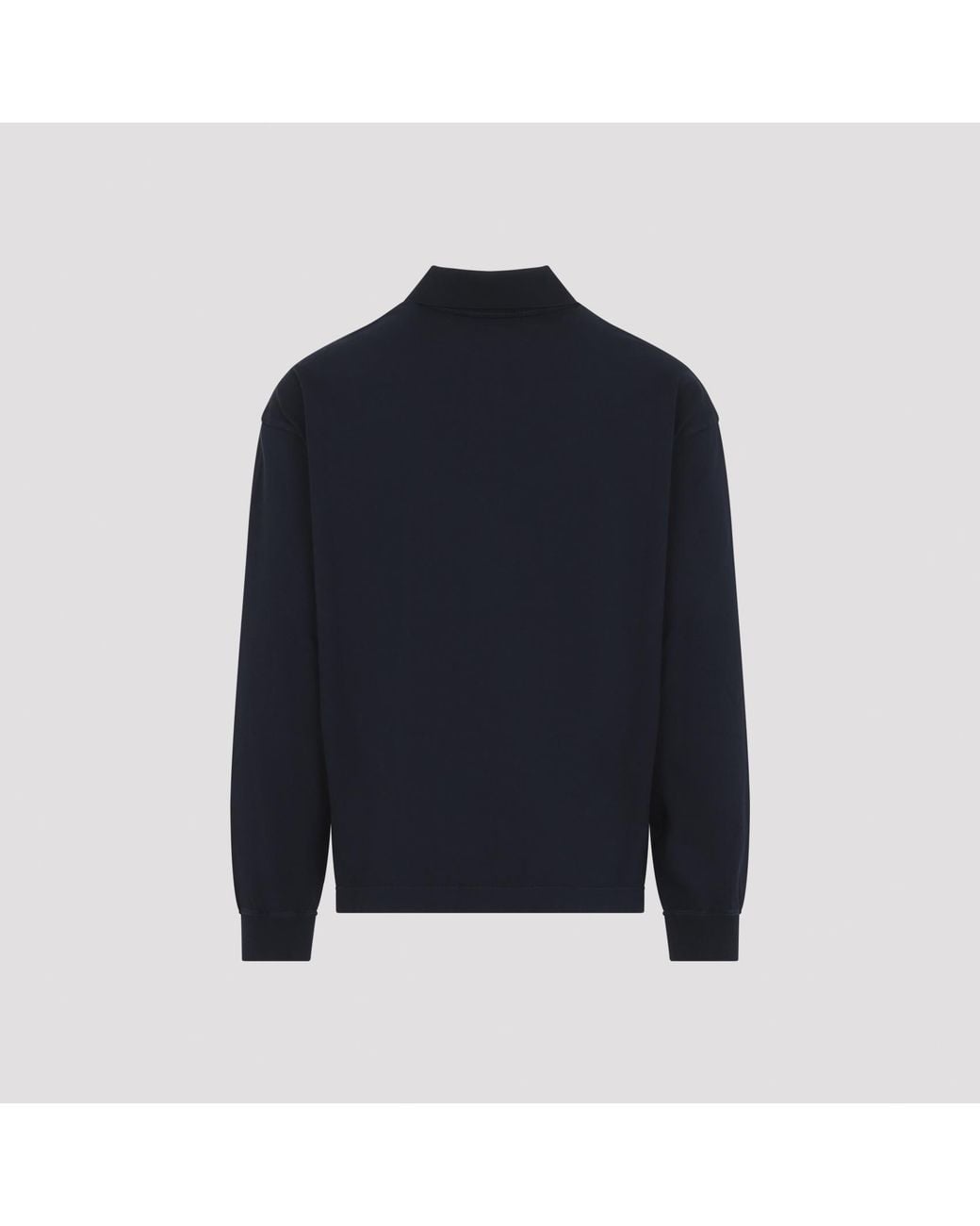 Prada Blue Logo Patch Long-Sleeve Polo Shirt for men