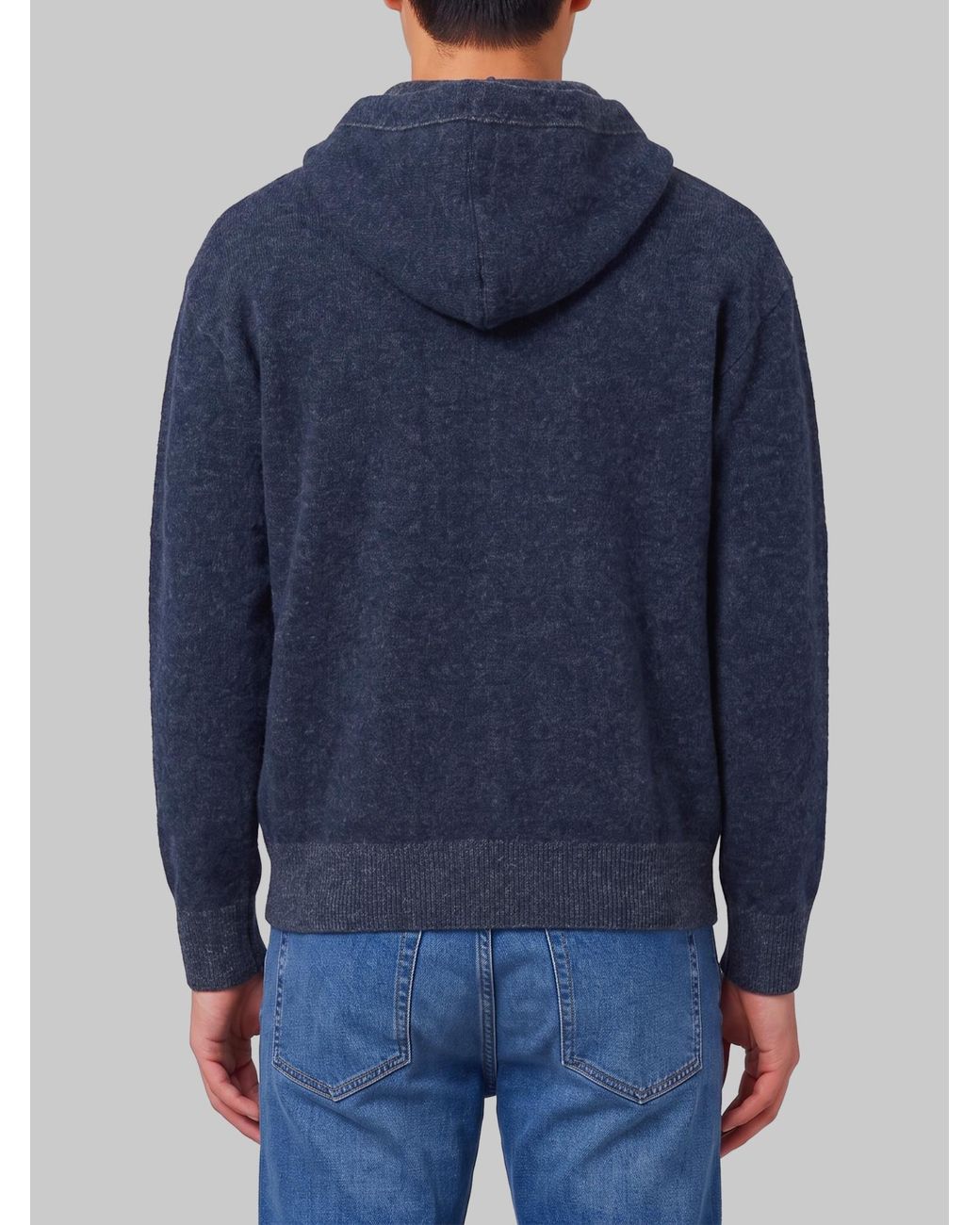 Roberto Collina Blue Zip-Up Hooded Knit Cardigan for men
