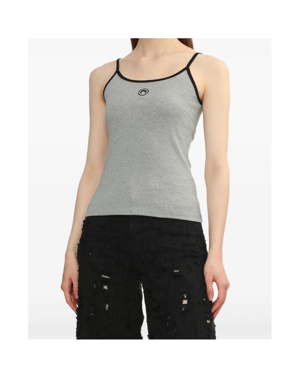 MARINE SERRE Gray Logo Detailed Sleeveless Tank Top