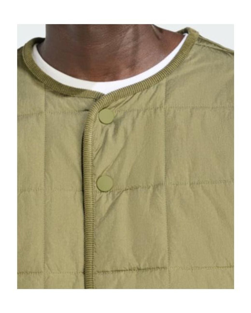 Adidas Originals Green Quilted Snap-Front Coat for men