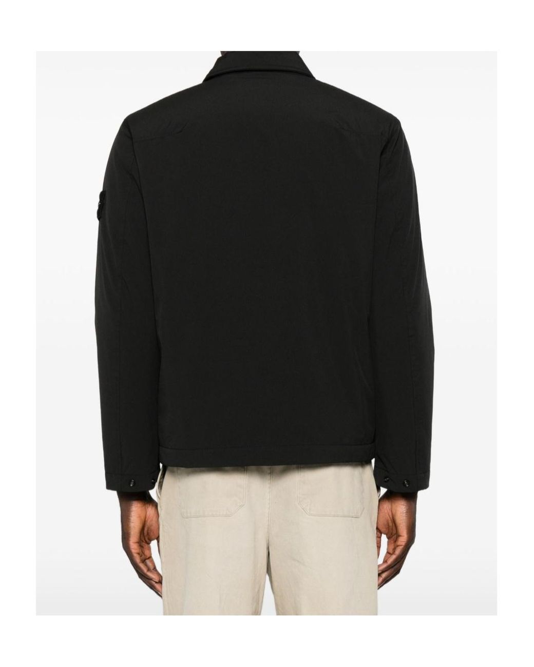 Stone Island Black Logo Patch Zip-Up Jacket for men