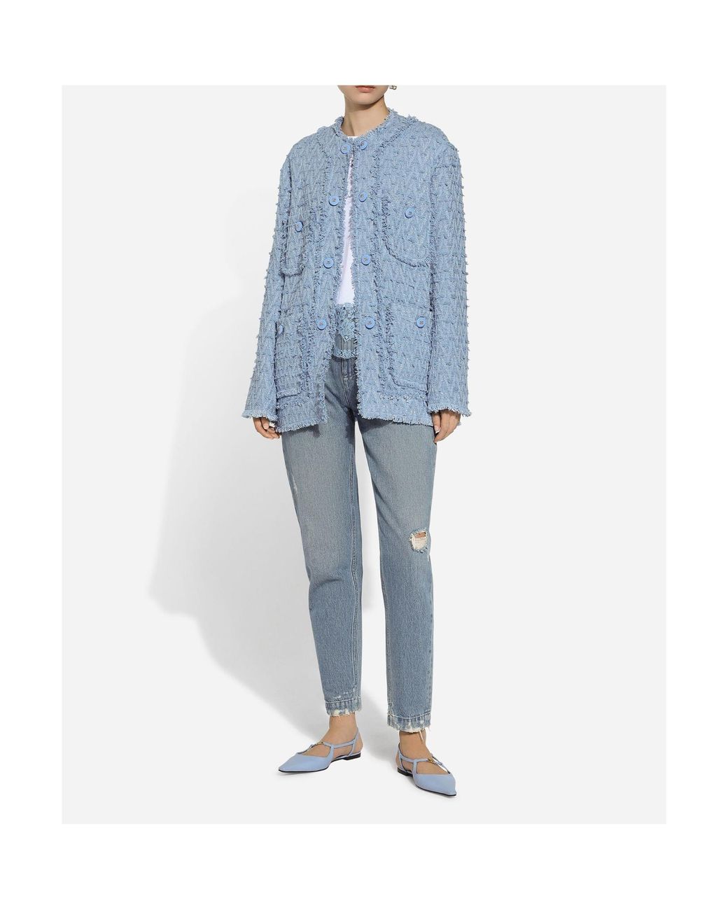 Dolce & Gabbana Blue 4 Pockets Tweed Jacket