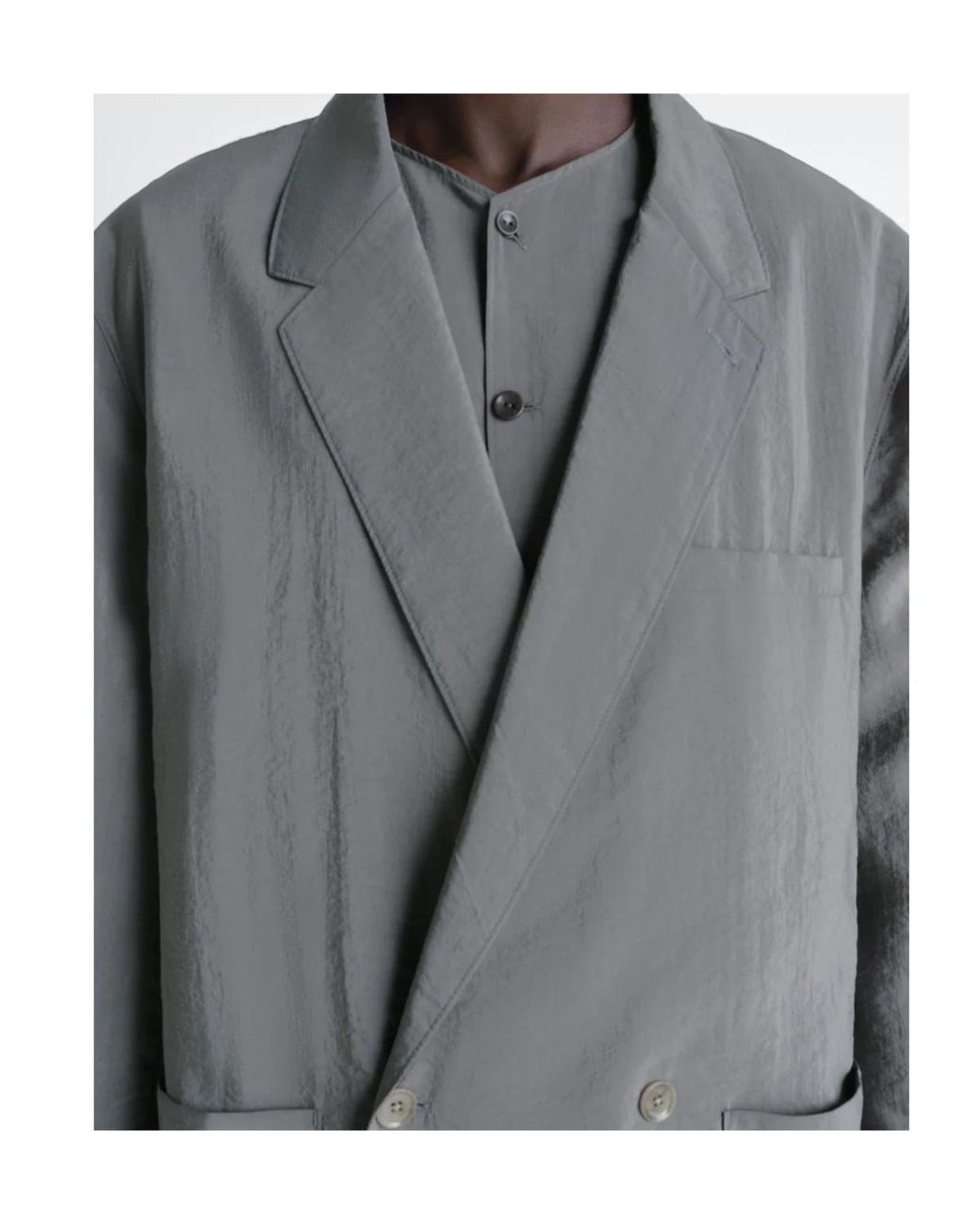 Lemaire Gray Double-Breasted Long-Sleeved Jacket for men
