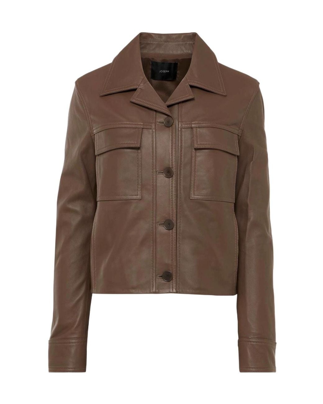 Joseph Brown Single-Breasted Leather Jacket