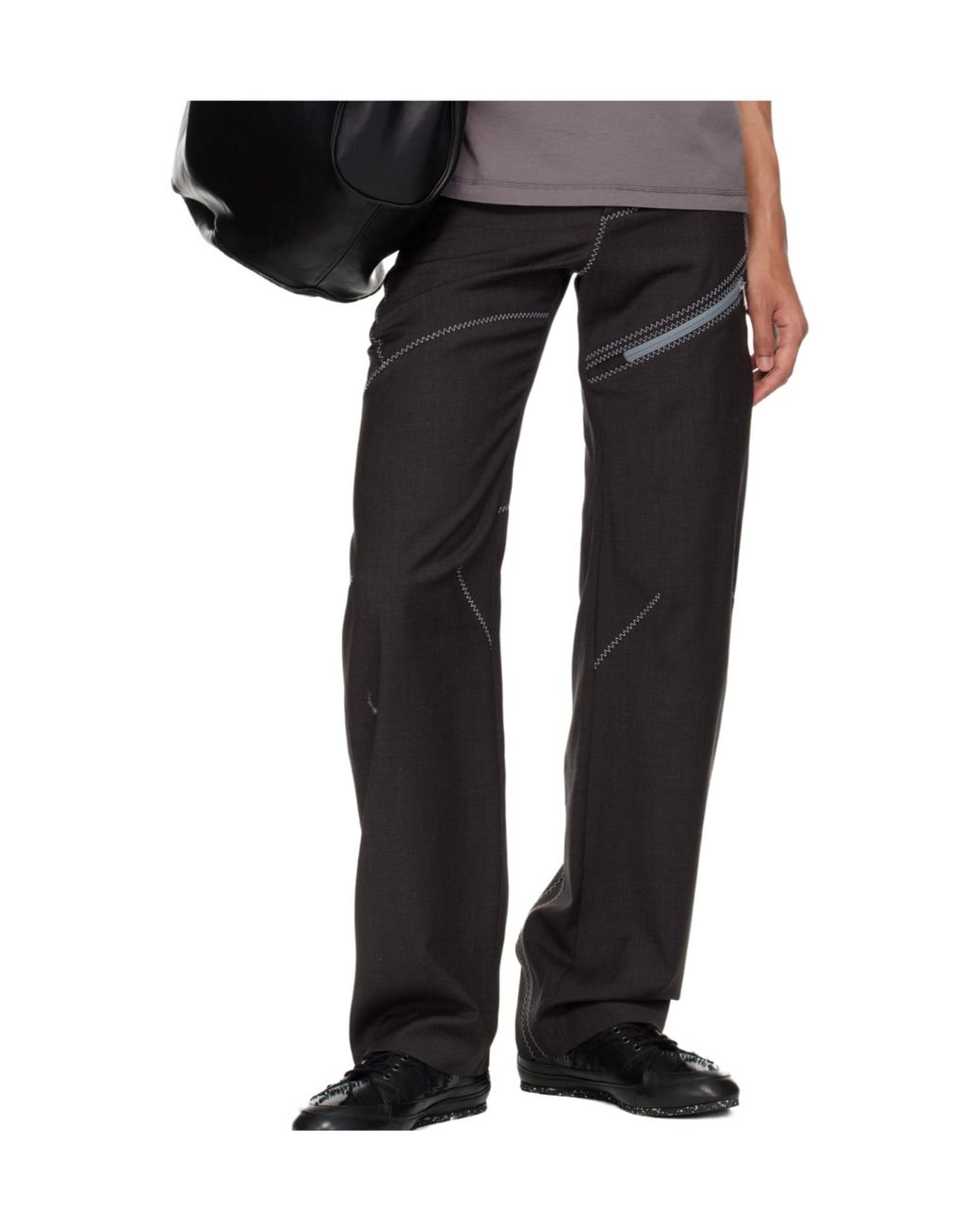 Kiko Kostadinov Black Fosco Zigzag Stitch Pants for men