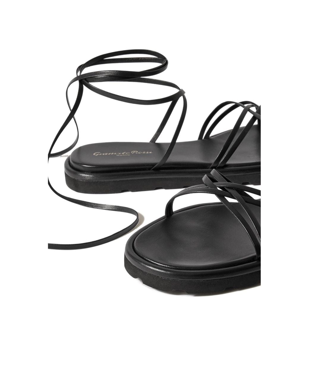 Gianvito Rossi Black Knot-Decorated Leather Sandals