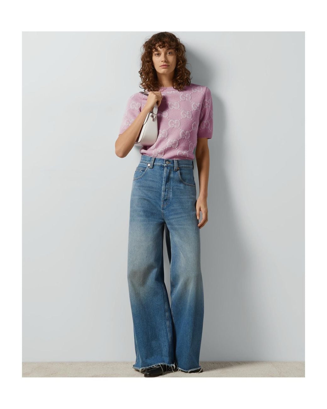 Gucci Pink Gg-Intarsia Wool Top