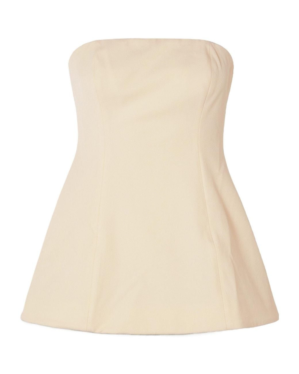 Staud Natural Silvia Strapless Twill Peplum Top