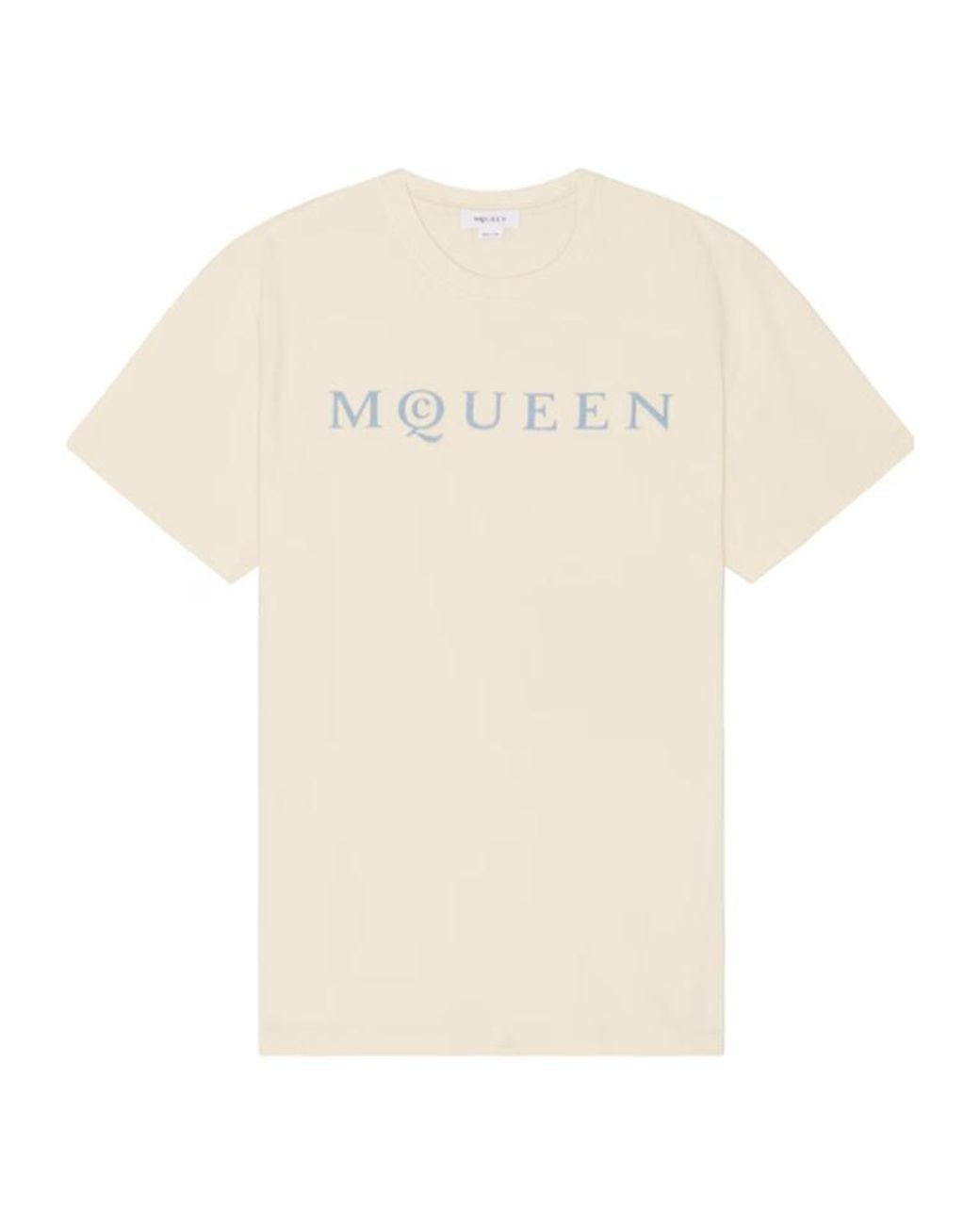 McQueen White Flocked Mcqueen Logo T-Shirt for men