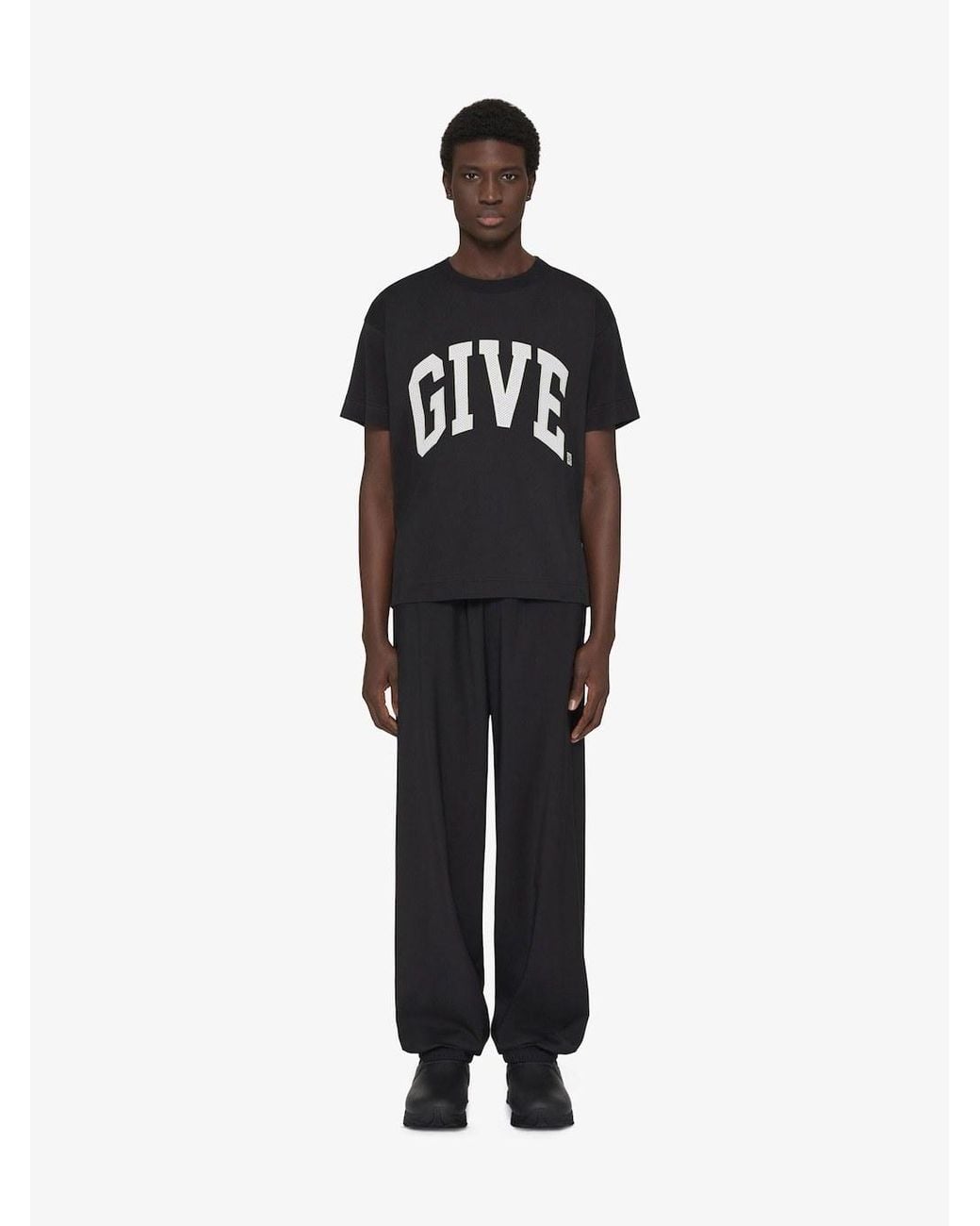 Givenchy Black 4G Embroidered Crewneck T-Shirt for men