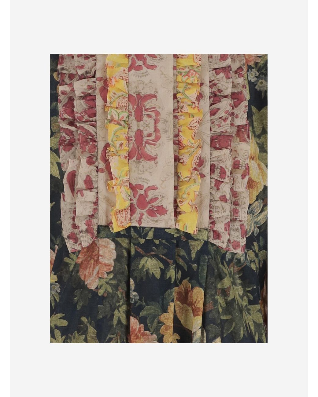 Valentino Multicolor Floral Print Ruffle Detailed Dress