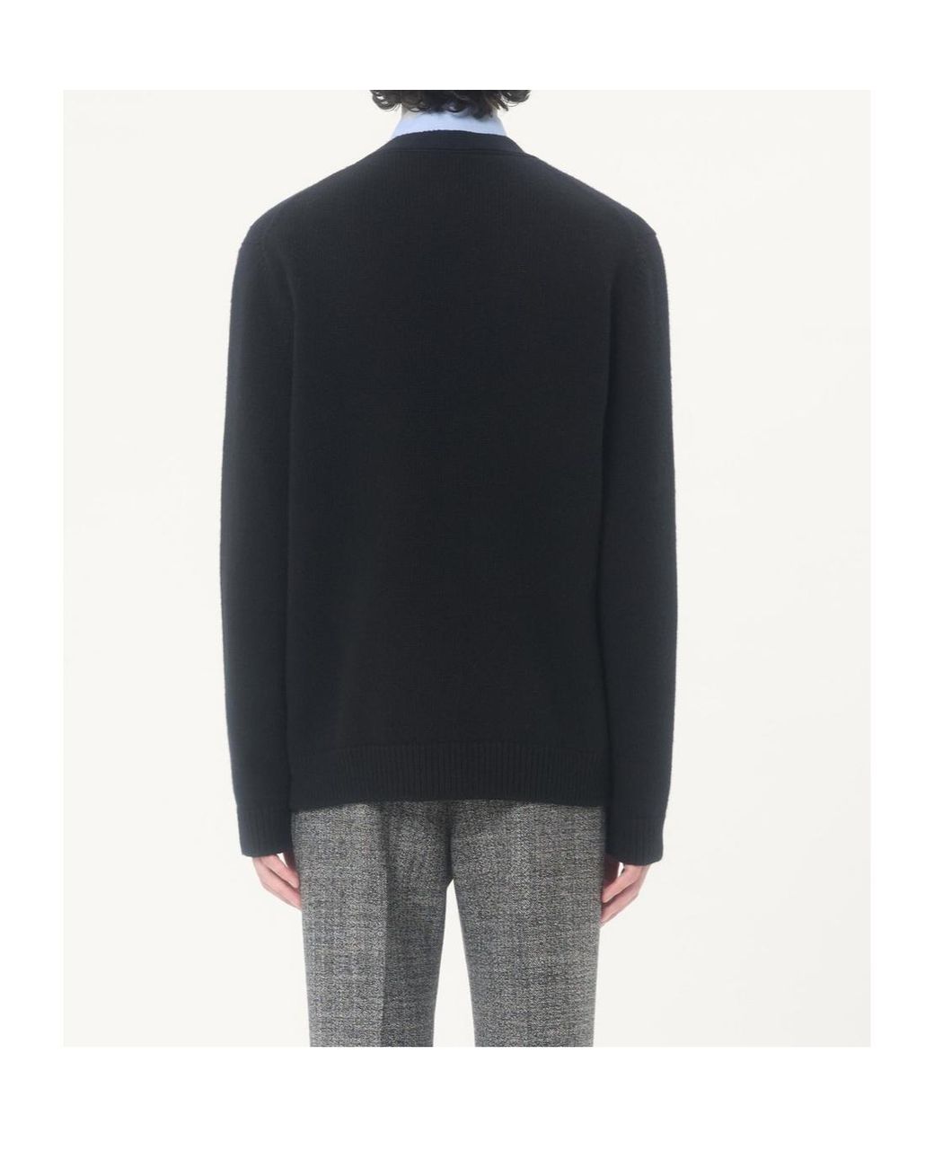 Valentino Black Wool Cardigan With Embroidered Patch for men