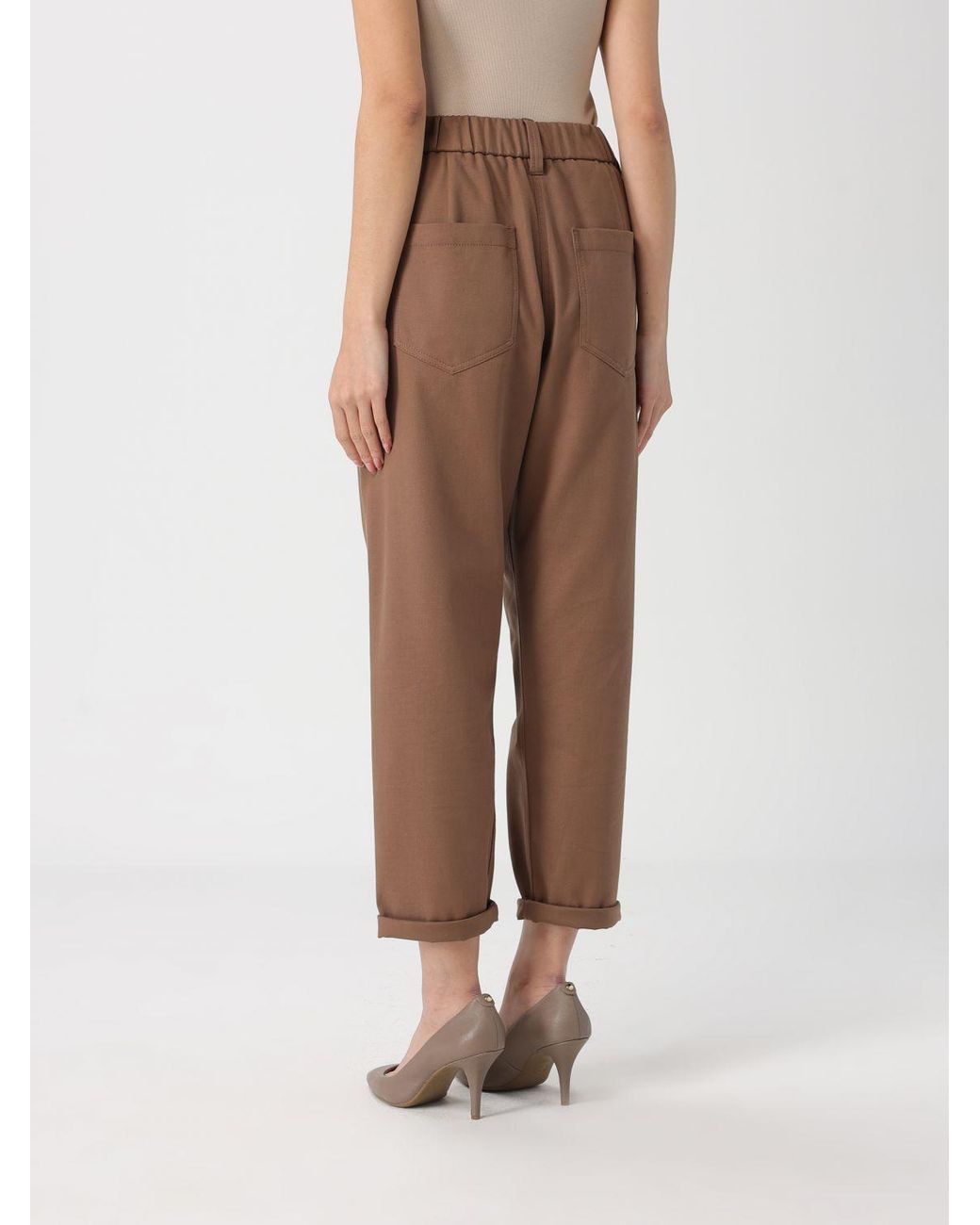 Brunello Cucinelli Gray High-Waisted Straight Leg Trousers