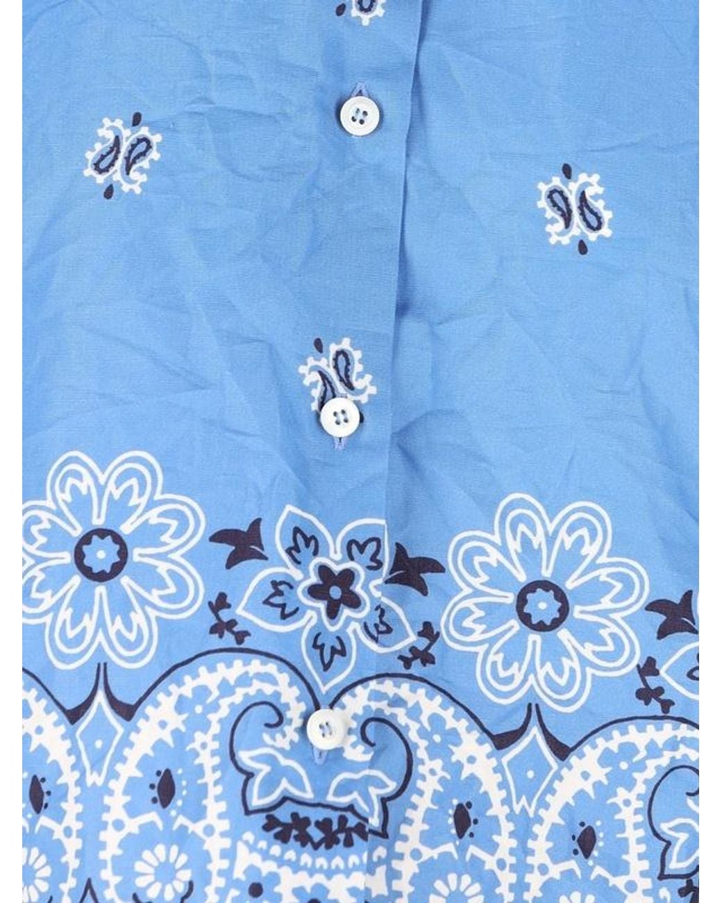 Miu Miu Blue Printed Poplin Shirt