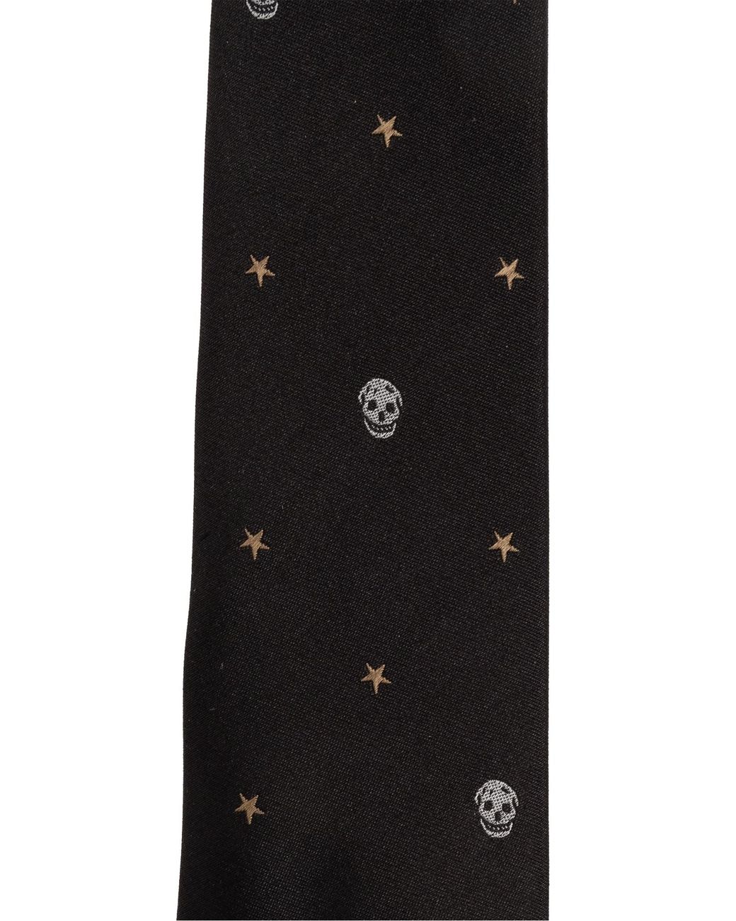 McQueen Black Star Skull Jacquard Pointed-Tip Tie for men