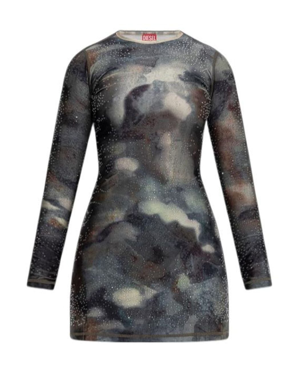 DIESEL Black D-Uplo Printed Embellished Mini Dress