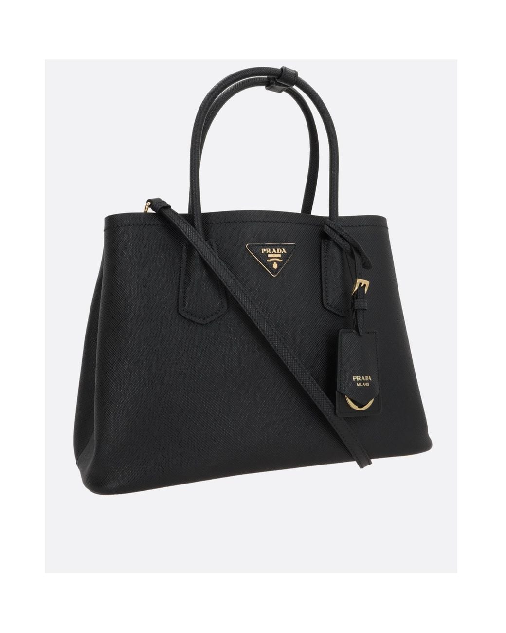 Prada Black Medium Double Saffiano Leather Bag