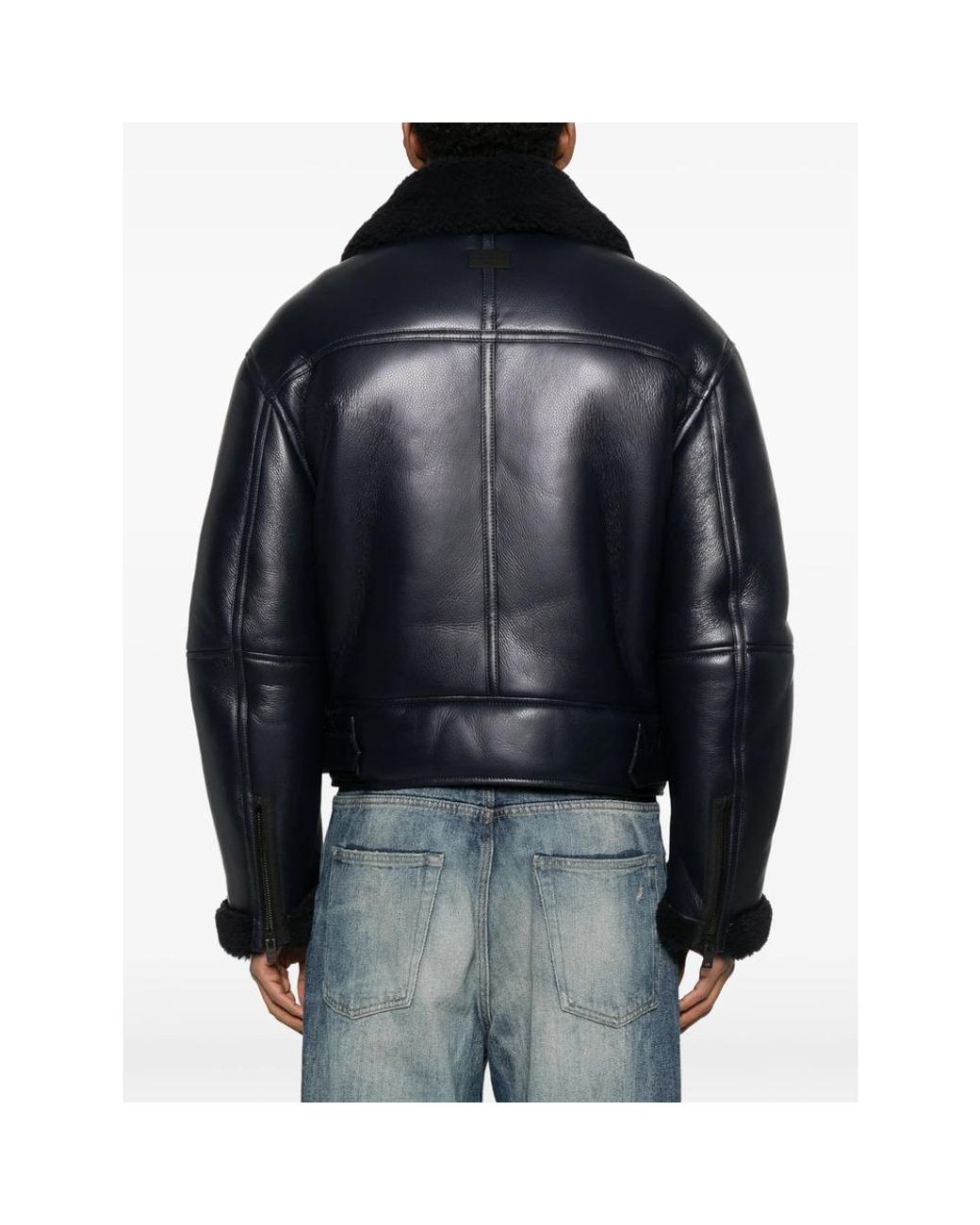 Acne Black Zip-Up Leather Jacket for men