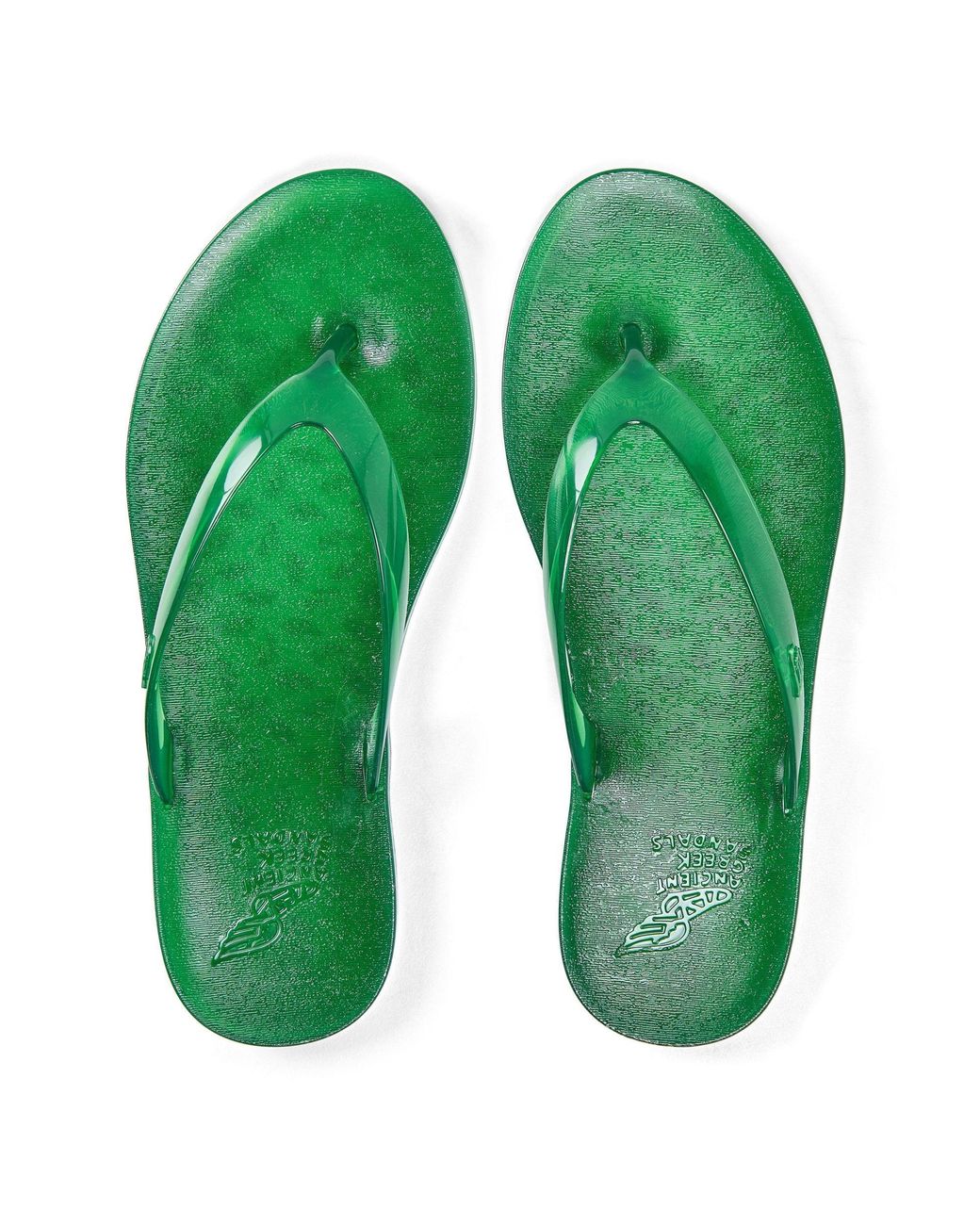Ancient Greek Sandals Green Solid Color Flip Flops