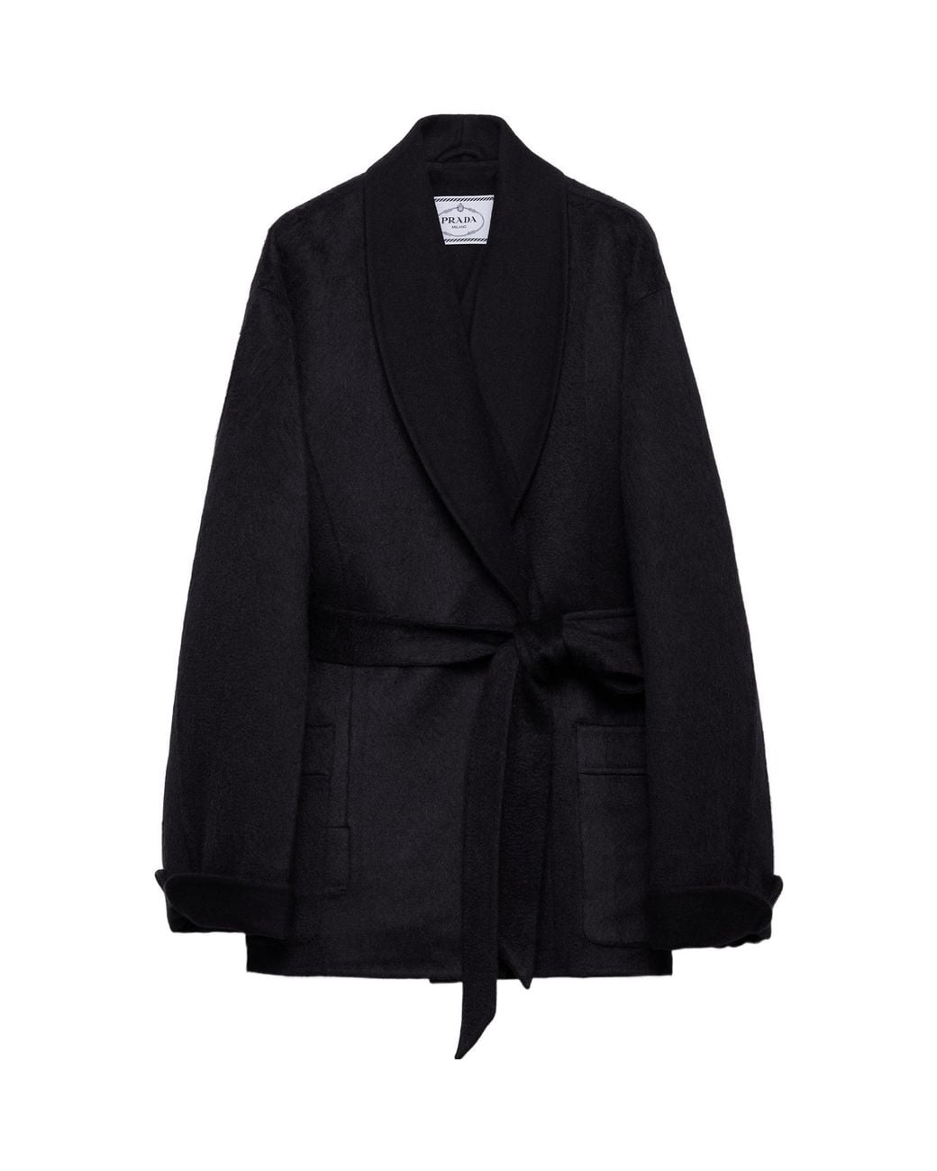 Prada Blue Single-Breasted Double Velour Caban Jacket