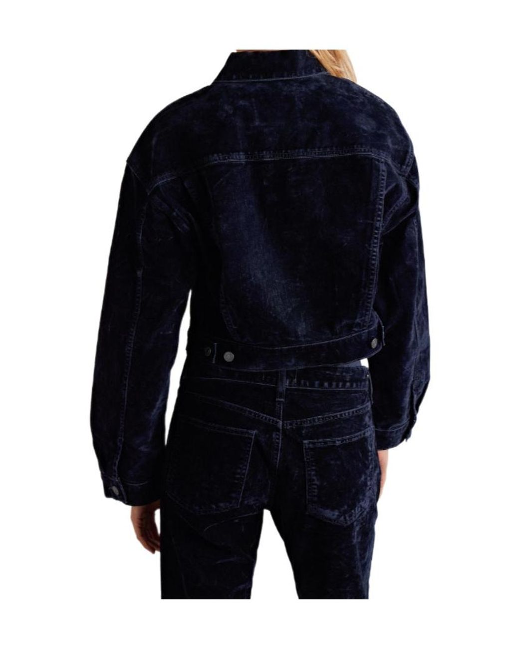 Agolde Blue Radley Cropped Cotton-Blend Velvet Jacket