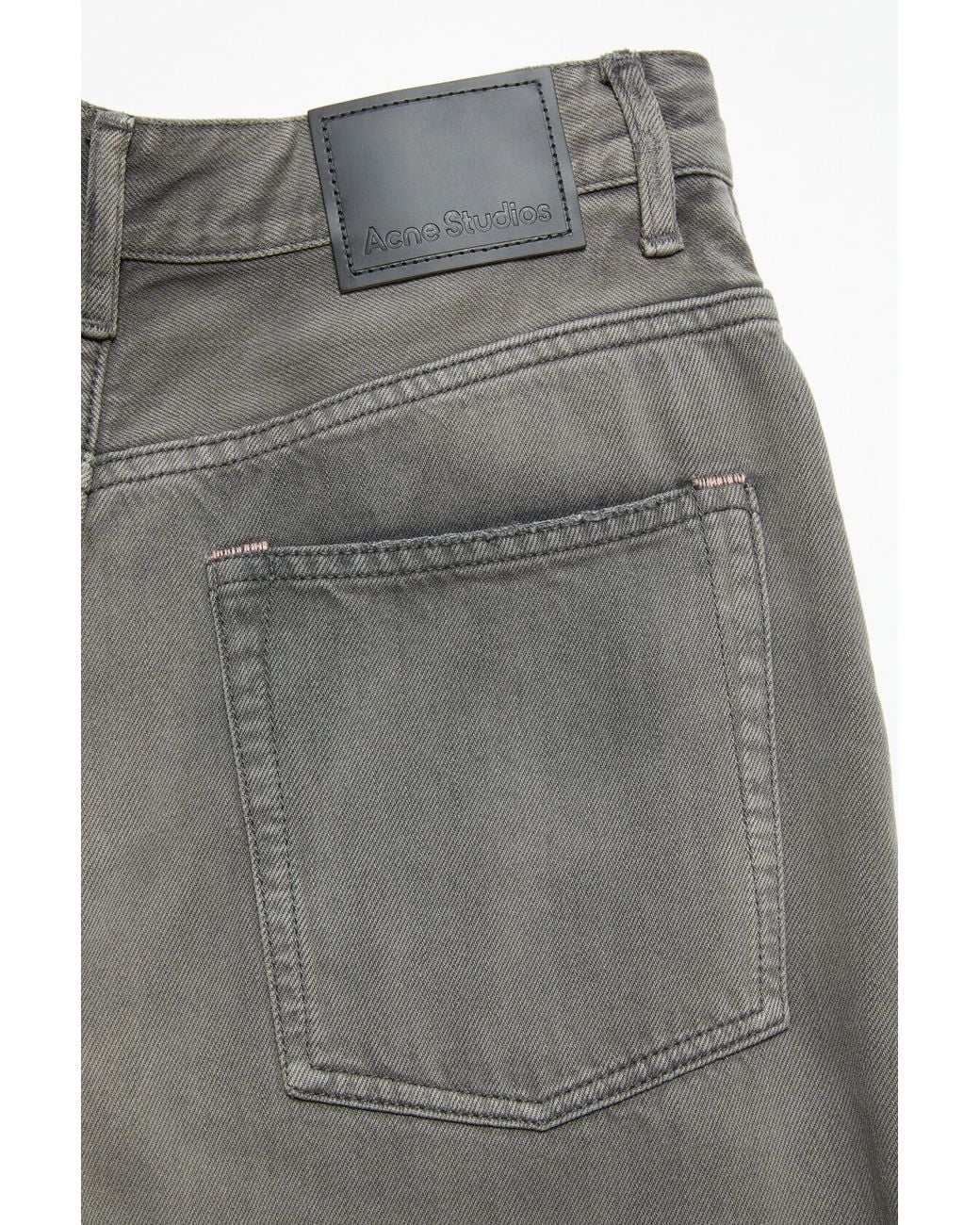 Acne Gray Logo Patch Wide-Leg Jeans