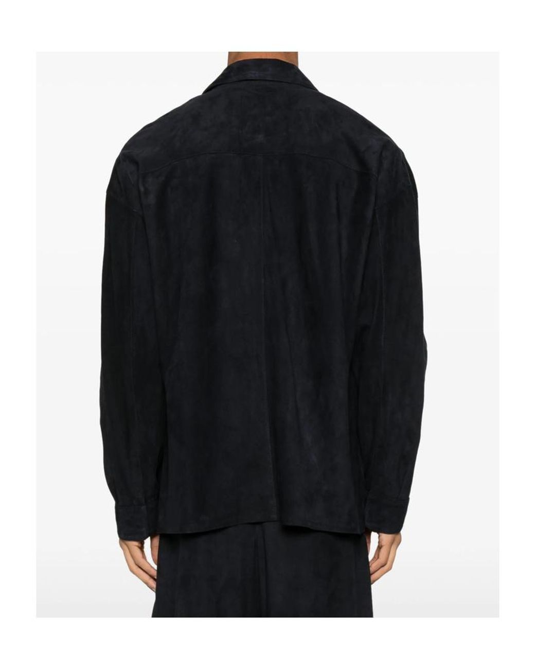 Emporio Armani Black Logo Patch Button-Up Shirt Jacket for men