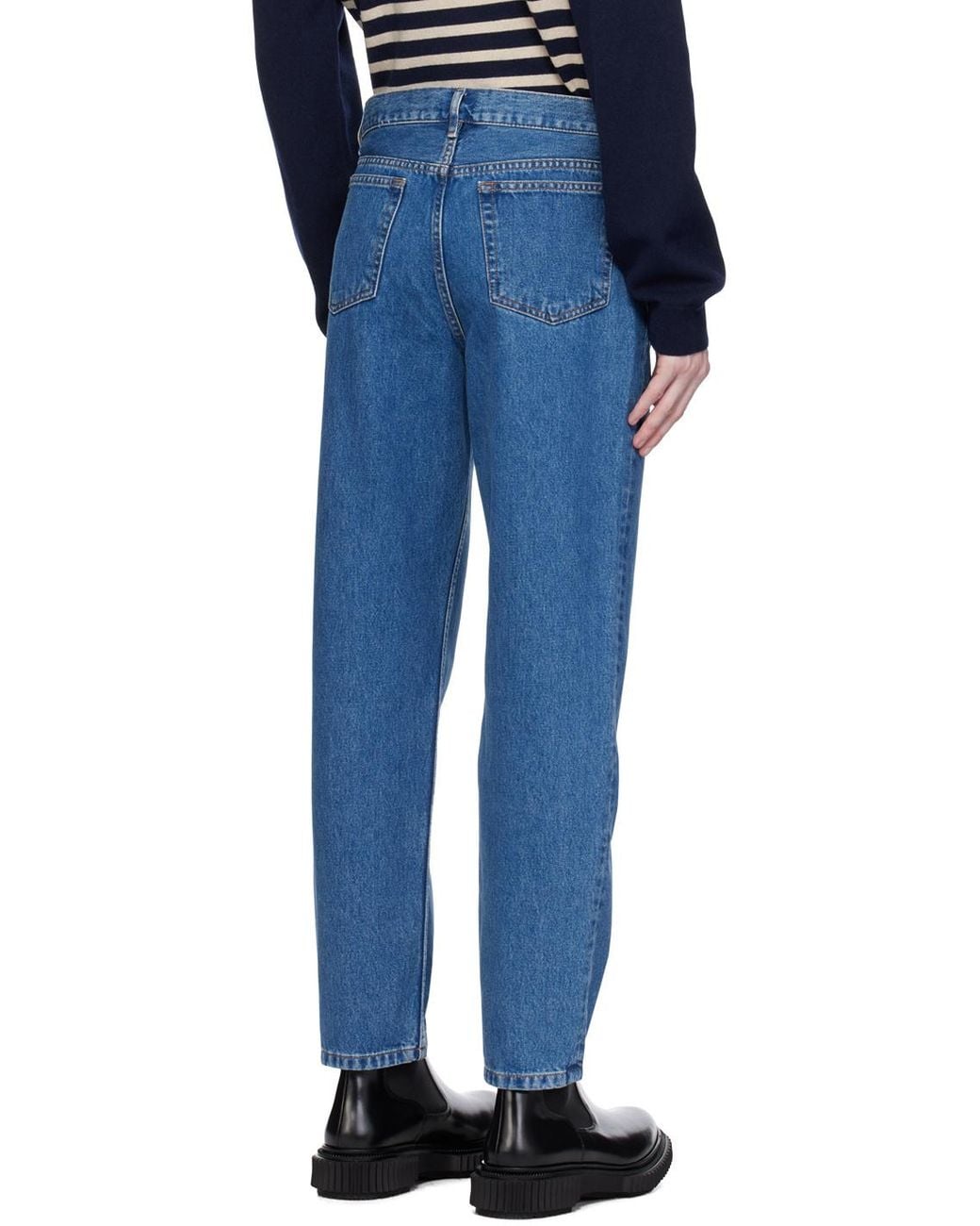 A.P.C. Blue Button Detailed Straight Leg Jeans for men