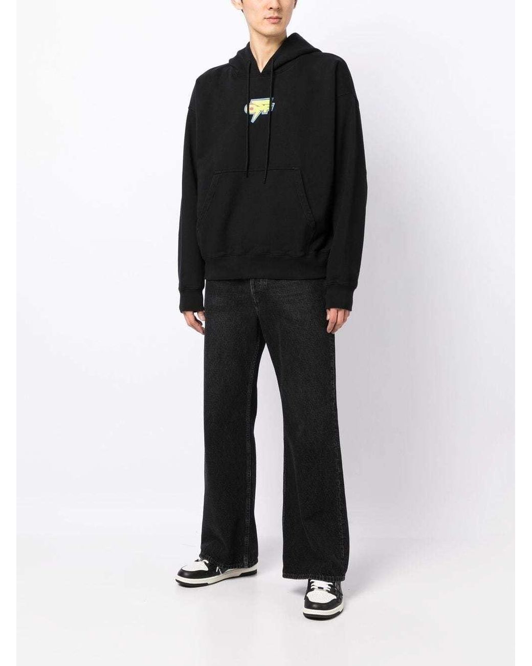 Off-White c/o Virgil Abloh Black Thunder Print Skate Hoodie for men