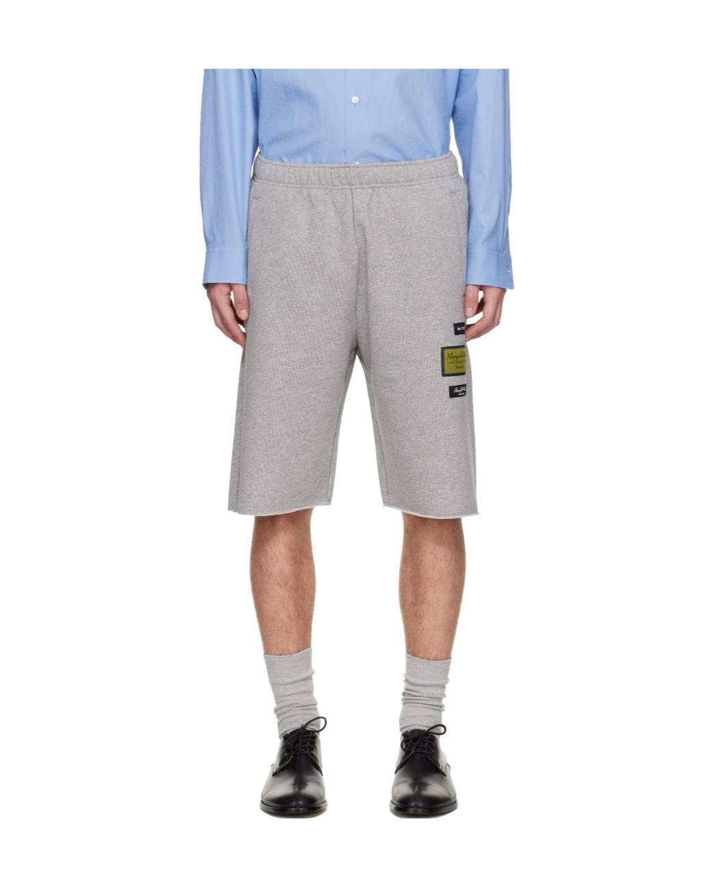 MM6 by Maison Margiela Gray Patch Drawstring Shorts for men