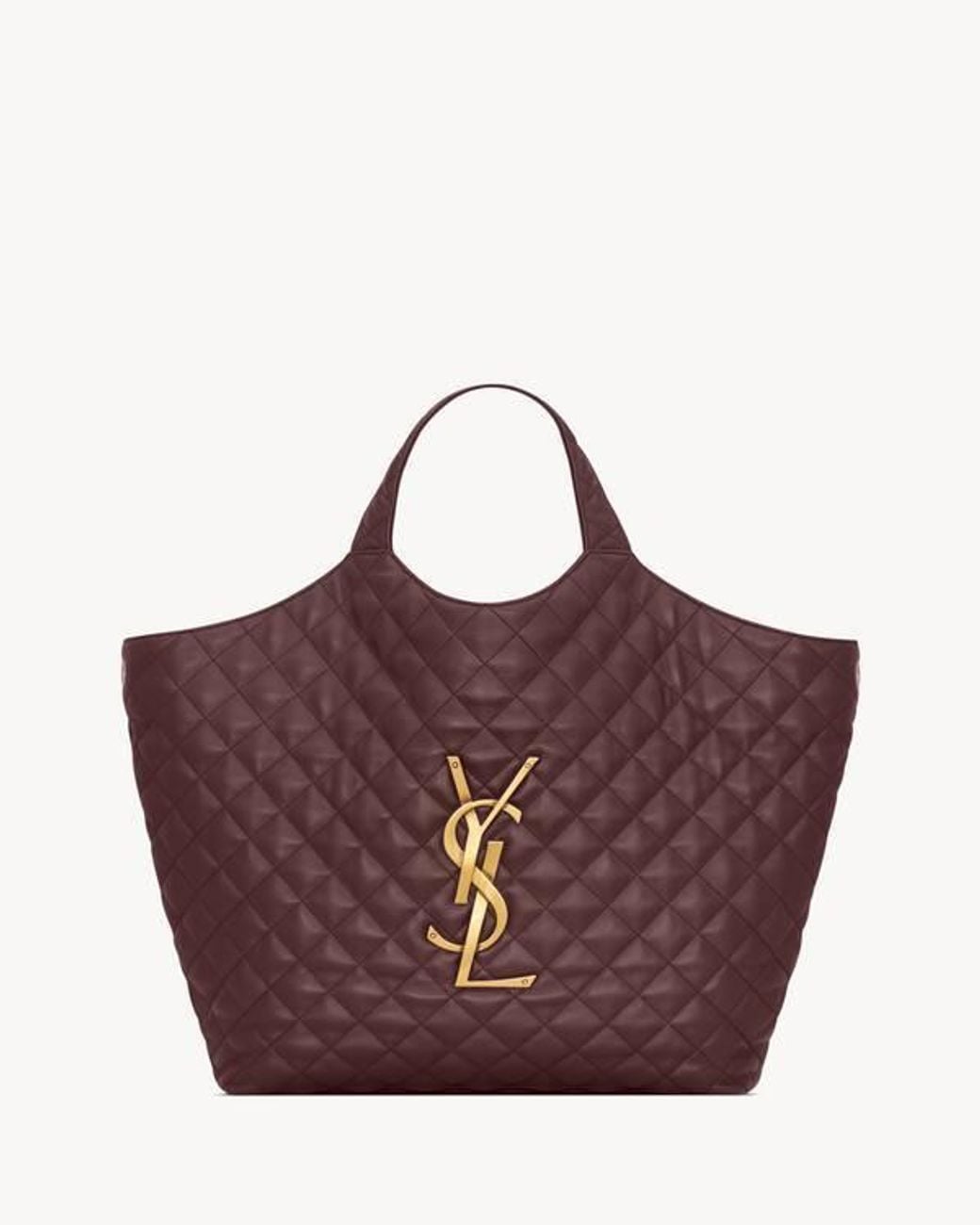 Saint Laurent Purple Icare Logo Plaque Quilted Tote Bag