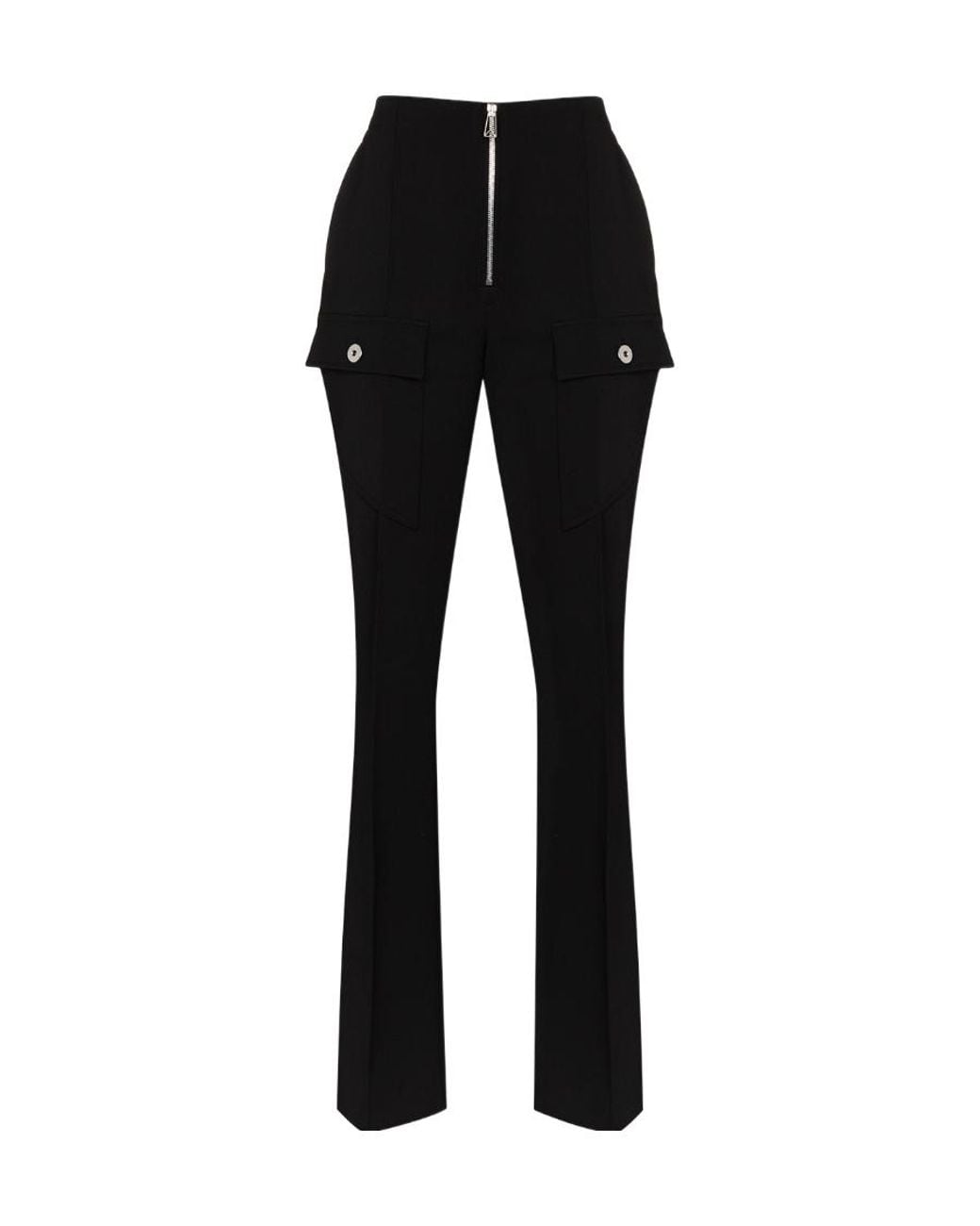Bottega Veneta Black High-Waisted Zipped Bootcut Trousers