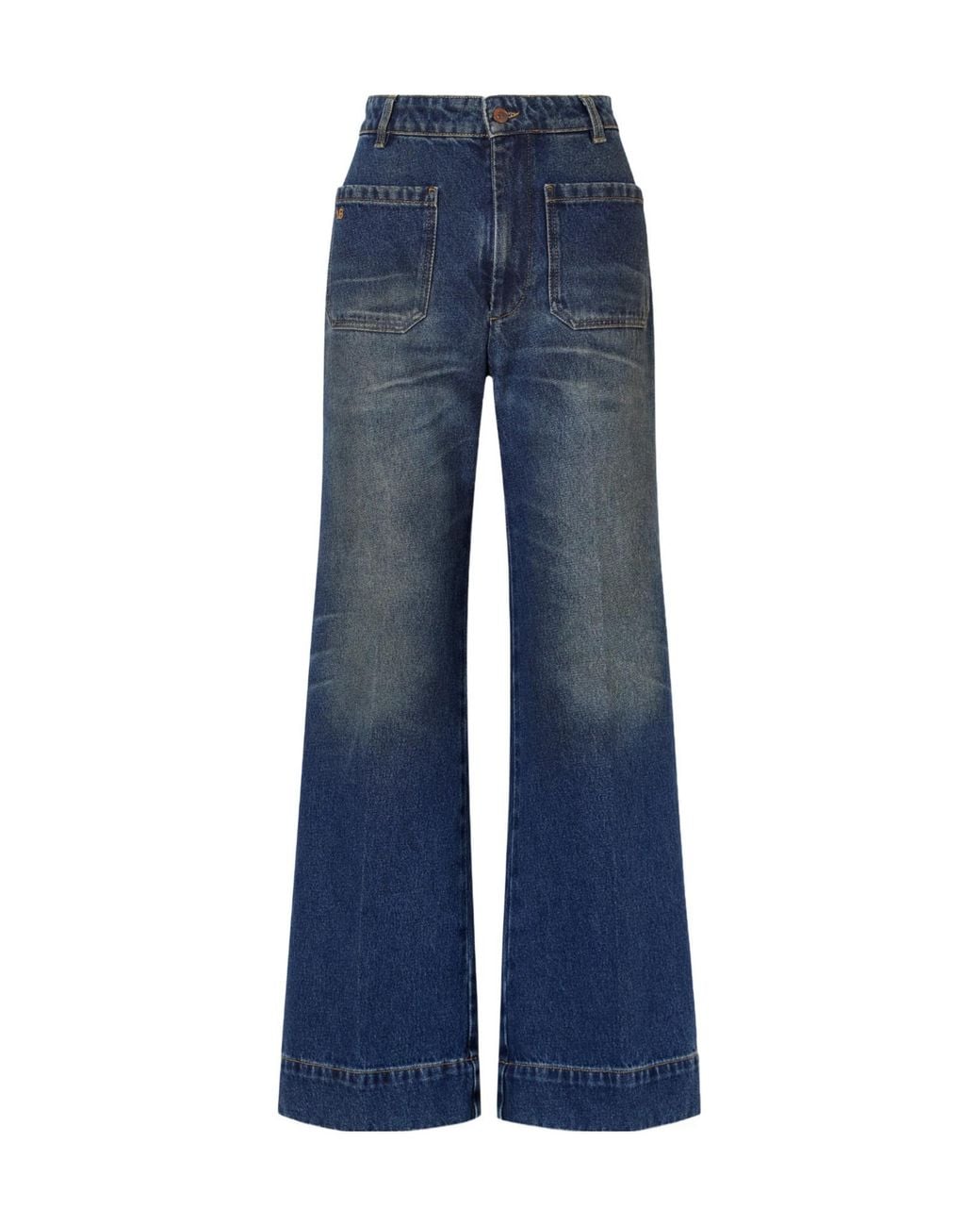 Victoria Beckham Blue High-Rise Flared Jeans