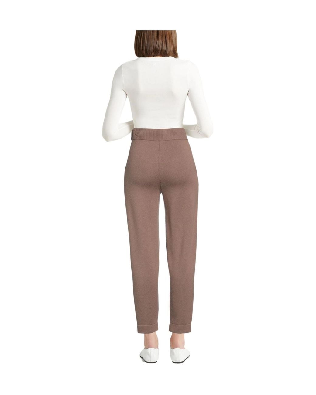 Max Mara Brown Solid Color Knitted Tapered Pants