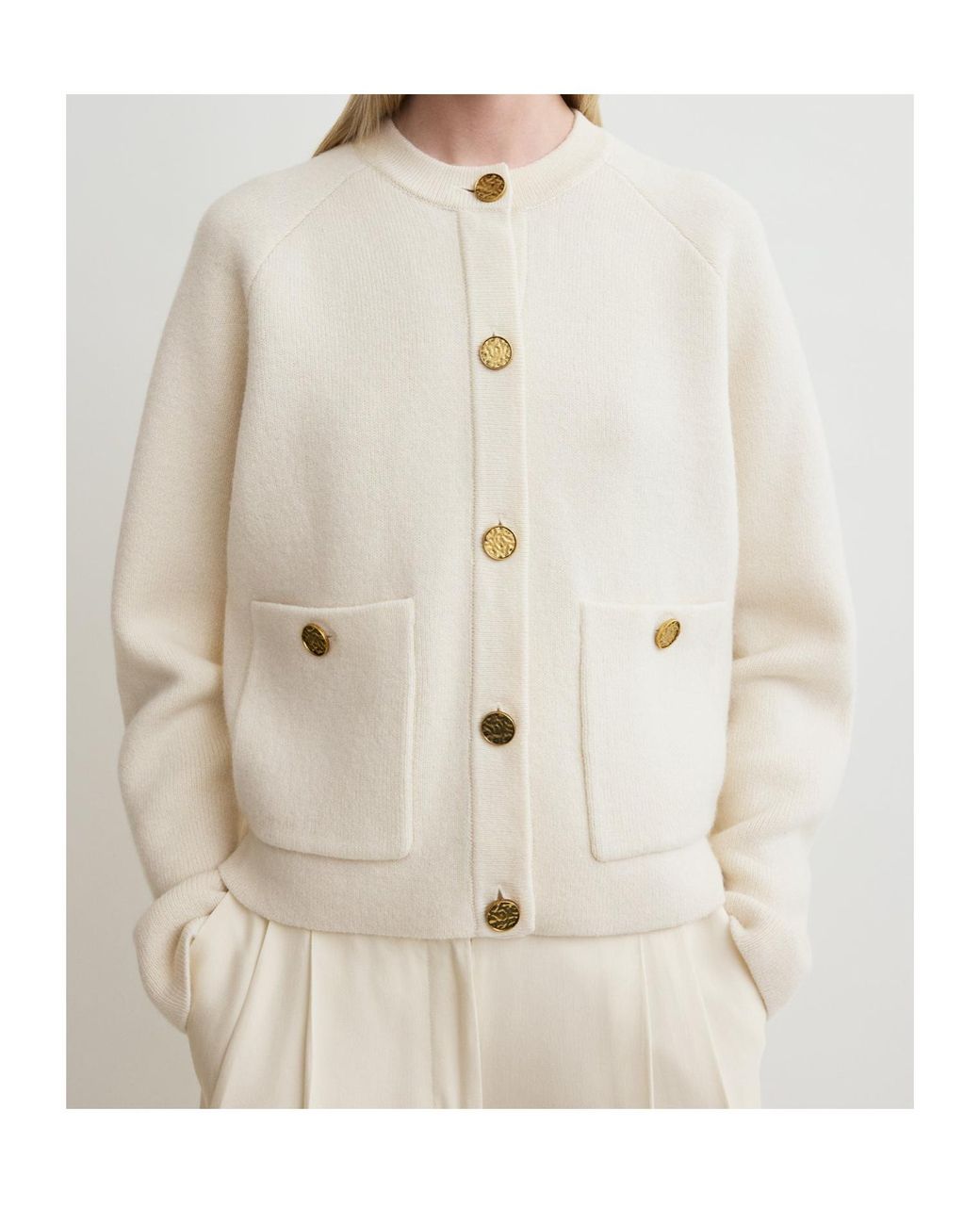 Totême White Patch-Pocket Buttoned Cardigan