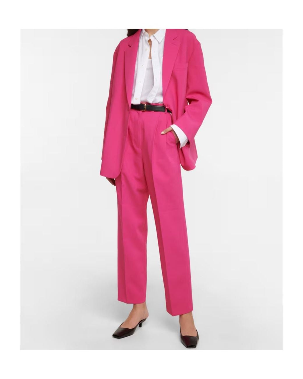Frankie Shop Pink High-Waisted Straight-Leg Casual Pants
